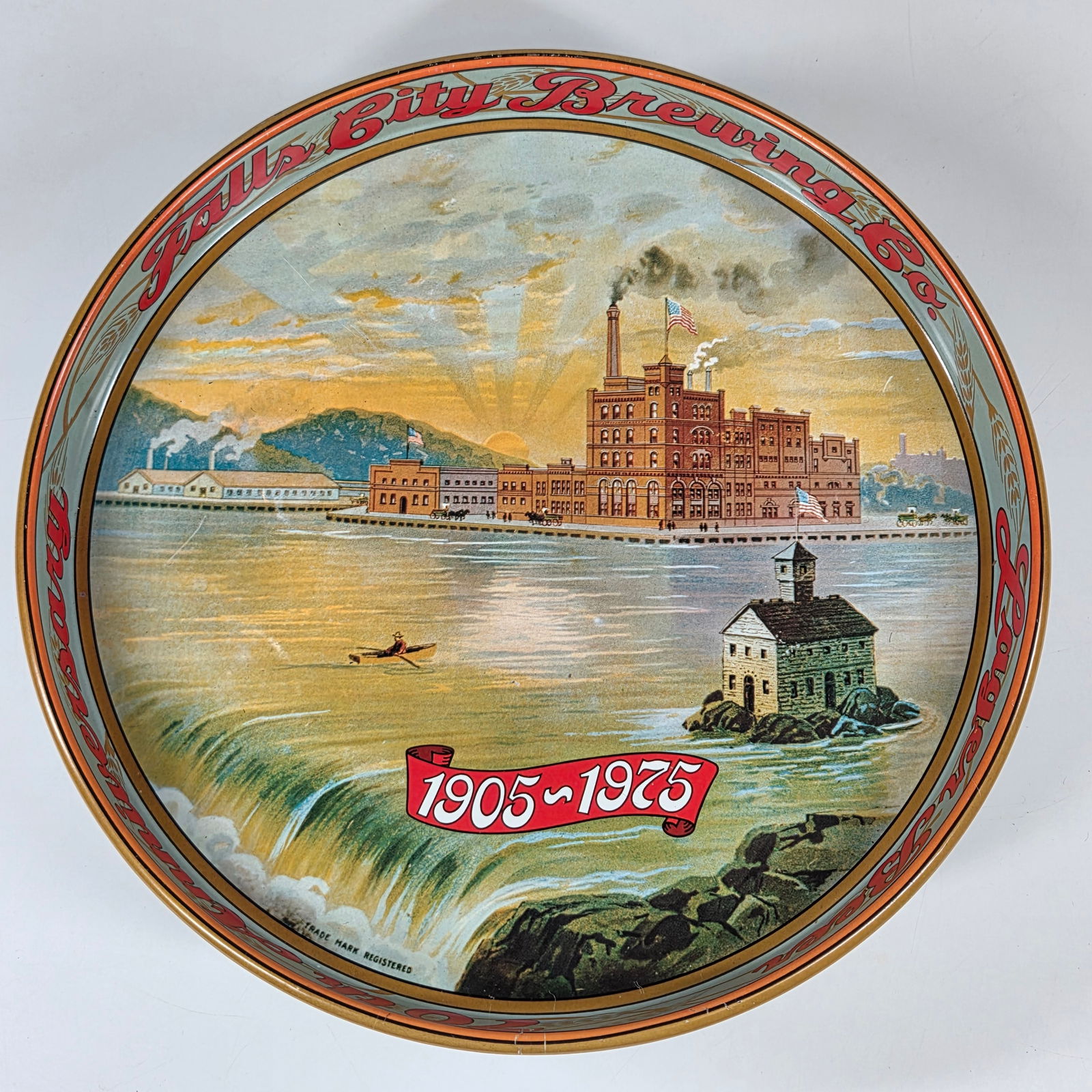 FALLS CITY BREWING CO. ADVERTISING BEER TRAY: REMAINS IN GOOD CONDITION, SHOWING SOME TYPICAL WEAR.