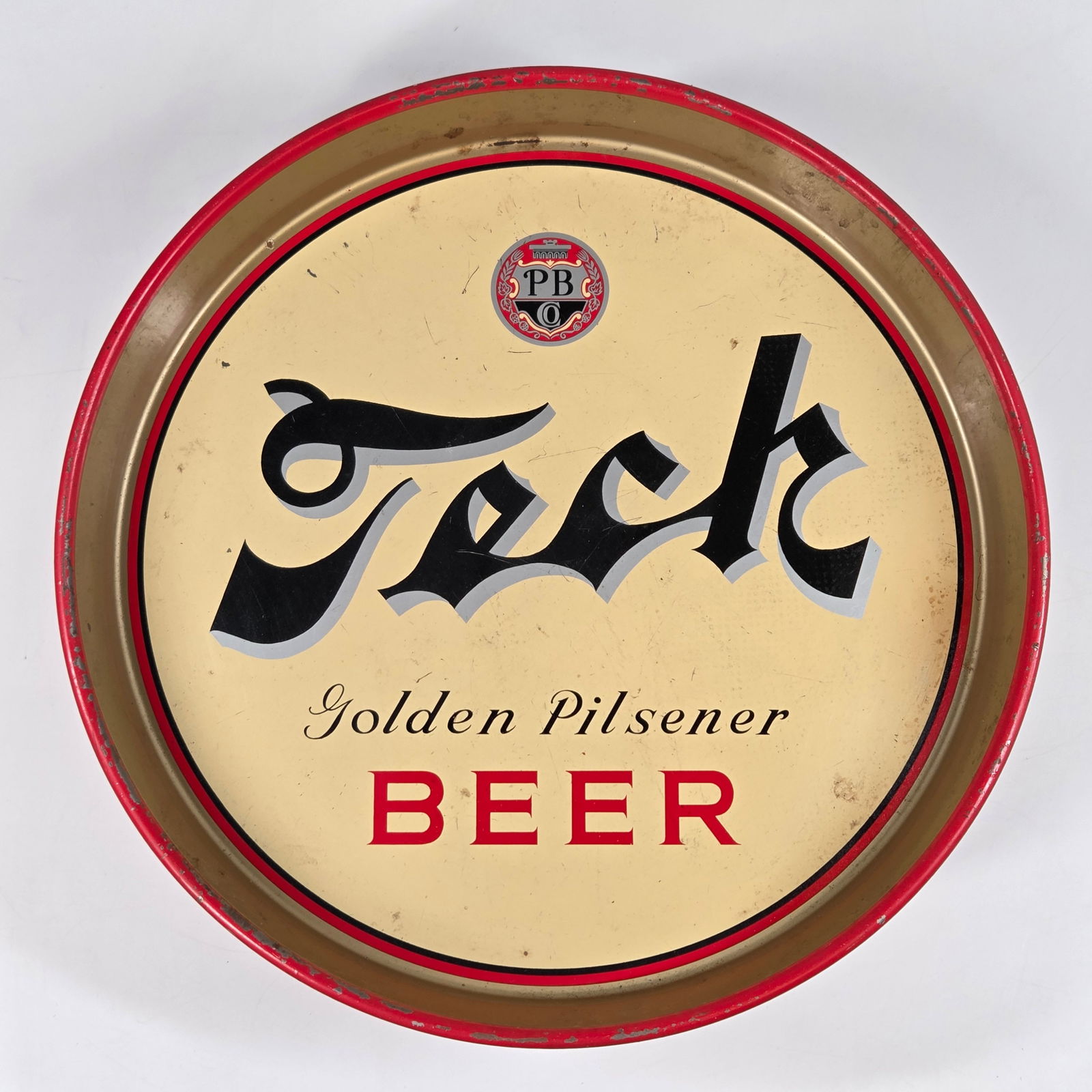 TECK GOLDEN PILSENER BEER ADVERTISING TRAY: REMAINS IN GOOD CONDITION, SHOWING SOME TYPICAL WEAR.