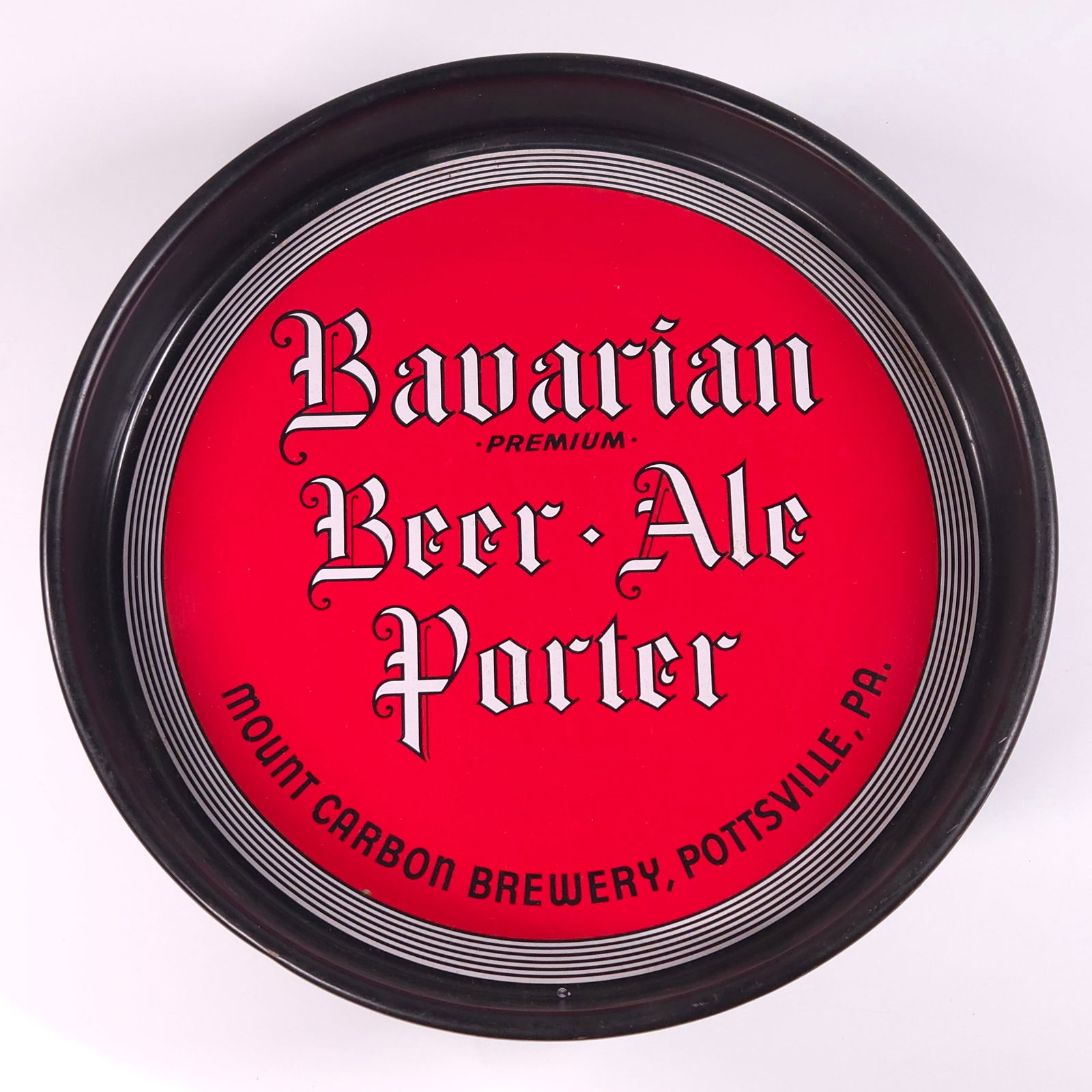 MOUNT CARBON BREWERY BAVARIAN BEER ADVERTISING TRAY: REMAINS IN GOOD CONDITION, SHOWING SOME TYPICAL WEAR.