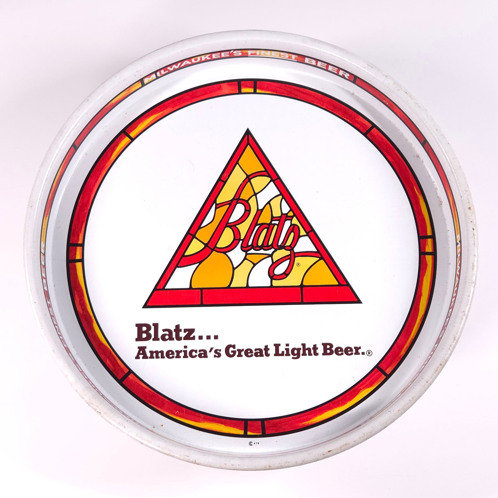 VINTAGE BLATZ STAINED GLASS ADVERTISING BEER TRAY (1 of 3)