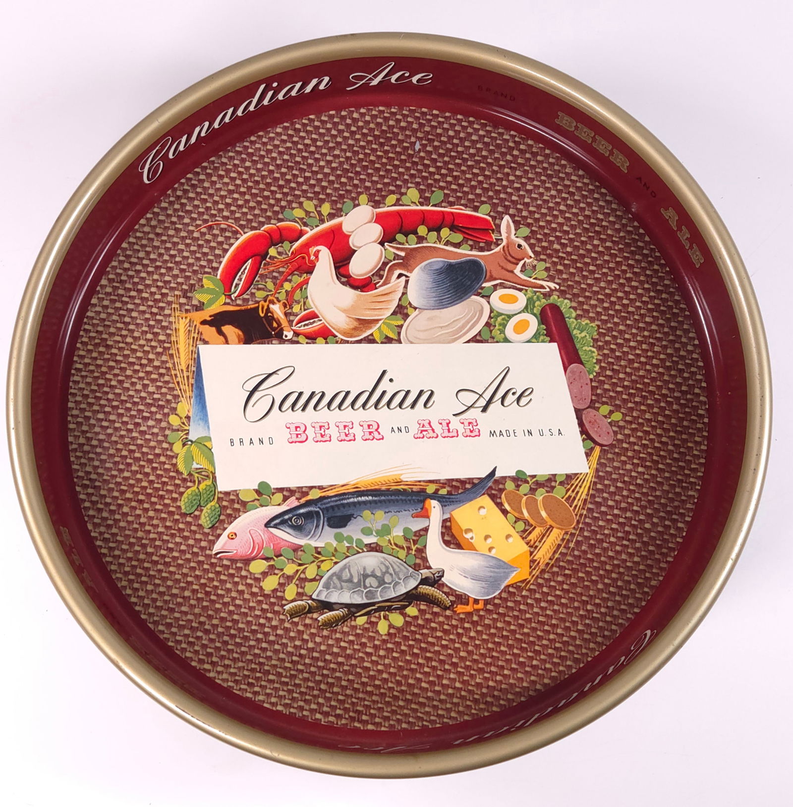 CANADIAN ACE BEER & ALE ADVERTISING TRAY: REMAINS IN GOOD CONDITION, SHOWING SOME TYPICAL WEAR.