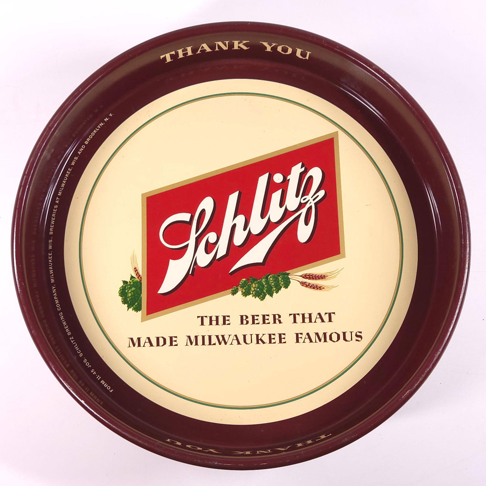 VINTAGE SCHLITZ "THANK YOU" ADVERTISING BEER TRAY (1 of 4)