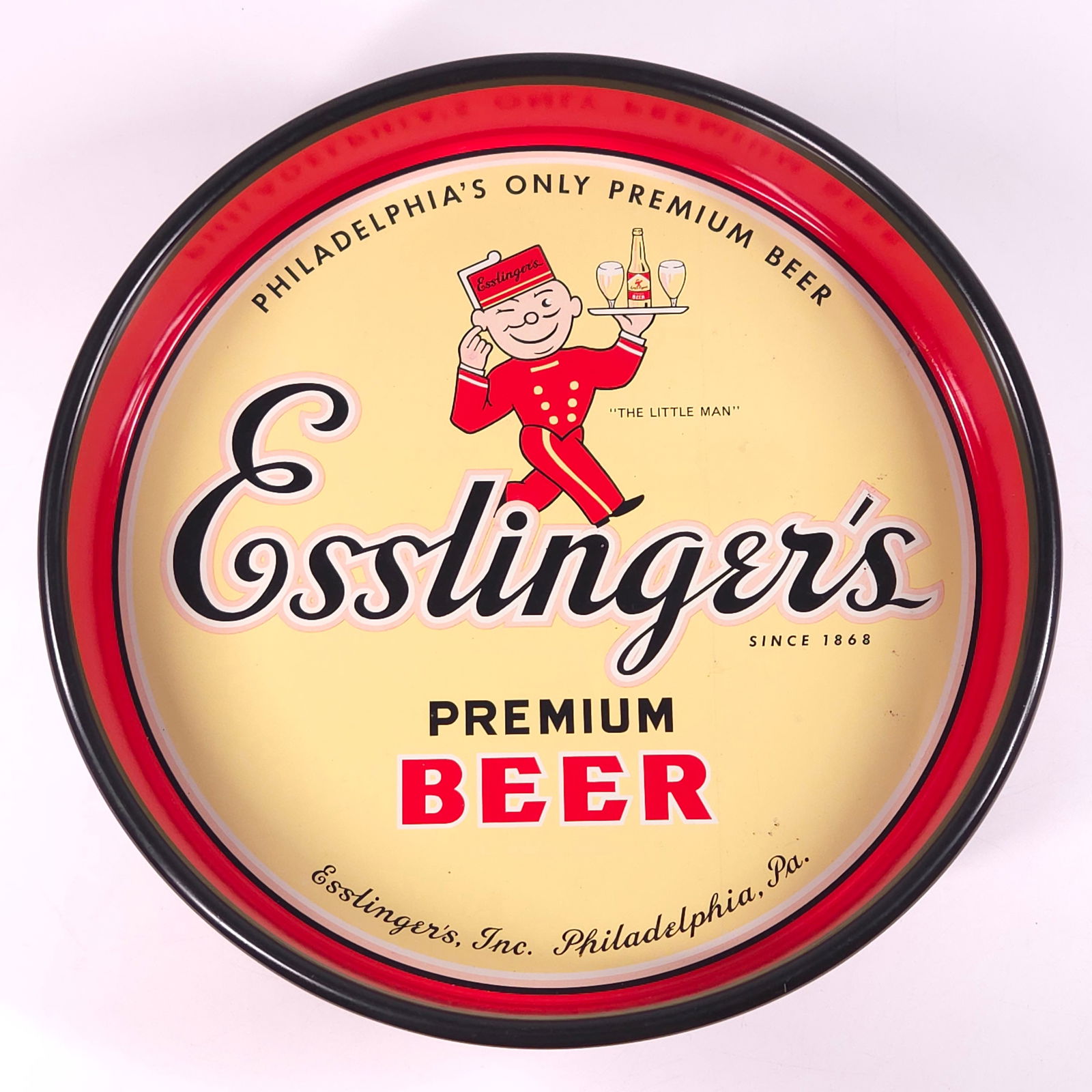 VINTAGE ESSLINGER PREMIUM BEER ADVERTISING TRAY: REMAINS IN GOOD CONDITION, SHOWING SOME TYPICAL WEAR.