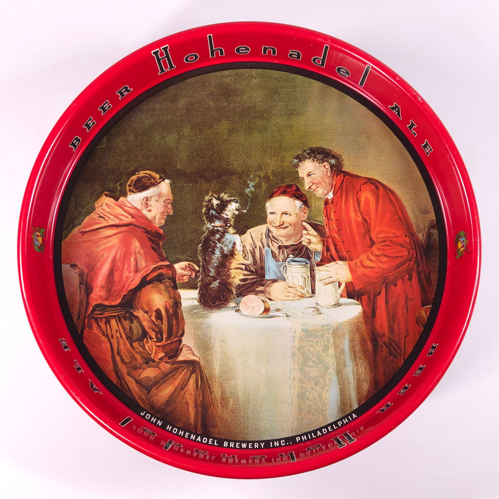 JOHN HOHENADEL BREWERY INC. ADVERTISING TRAY: REMAINS IN GOOD CONDITION, SHOWING SOME TYPICAL WEAR.