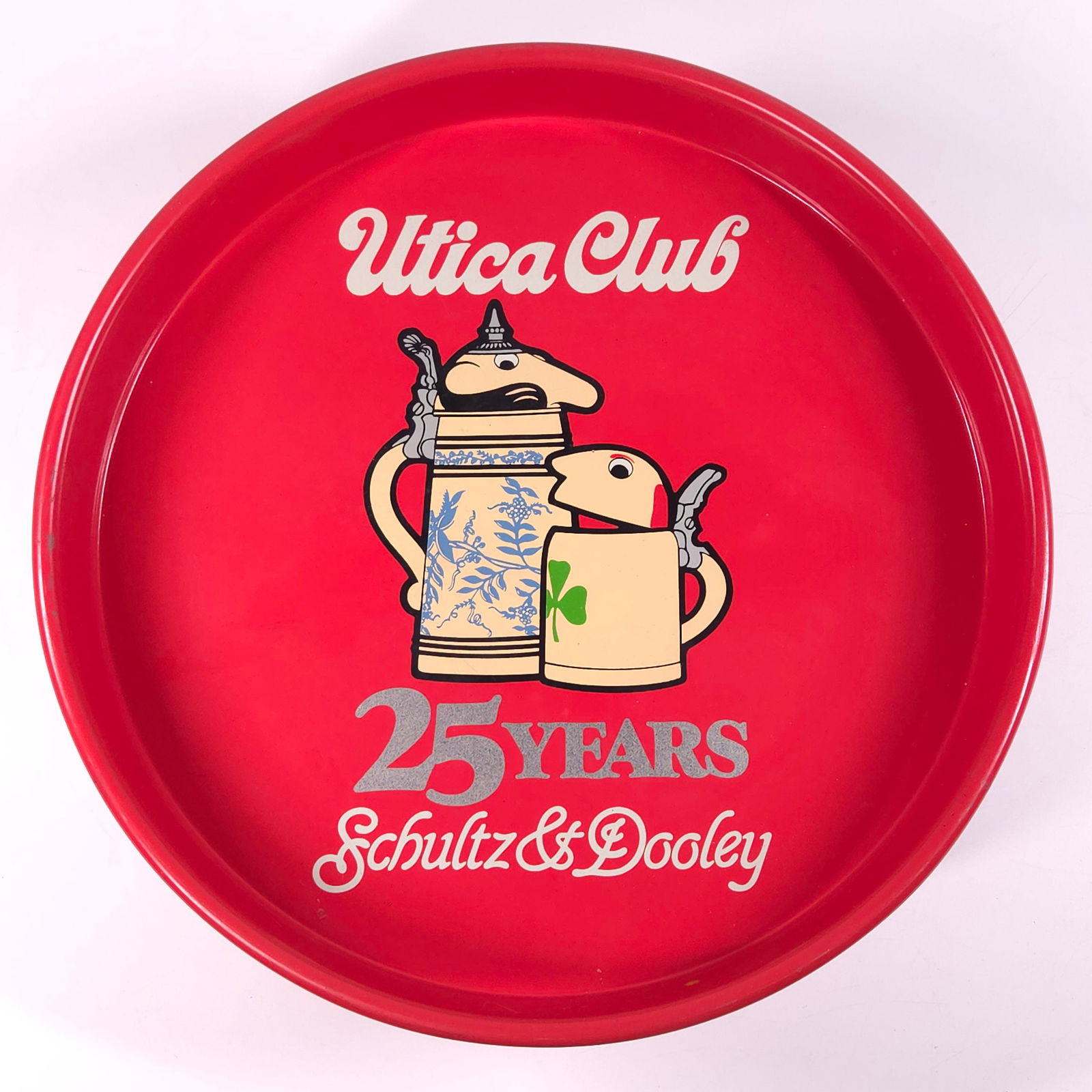 UTICA CLUB SCHULTZ & DOOLEY ADVERTISING BEER TRAY: REMAINS IN GOOD CONDITION, SHOWING SOME TYPICAL WEAR.