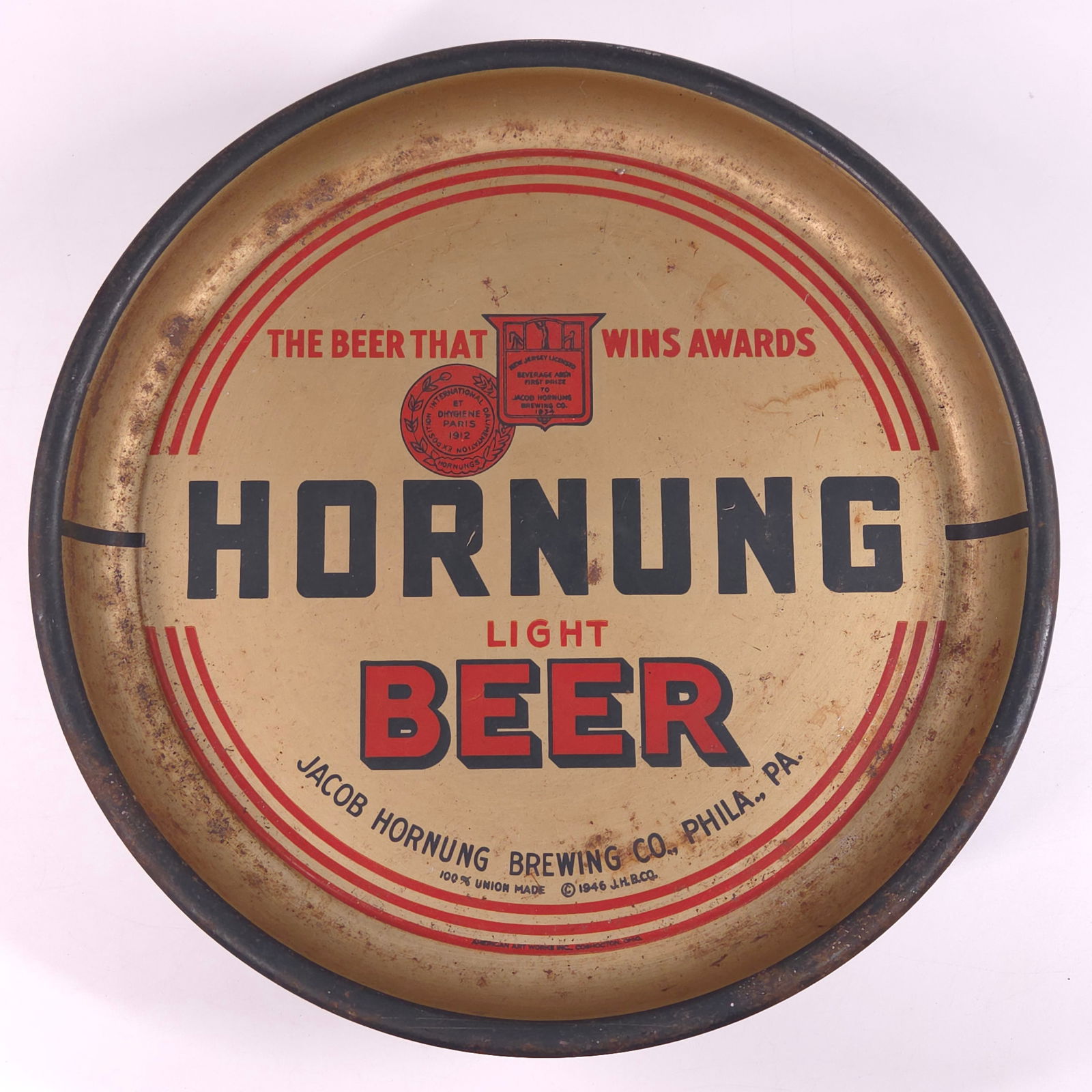 1946 JACOB HORNUNG LIGHT BEER ADVERTISING TRAY (1 of 4)