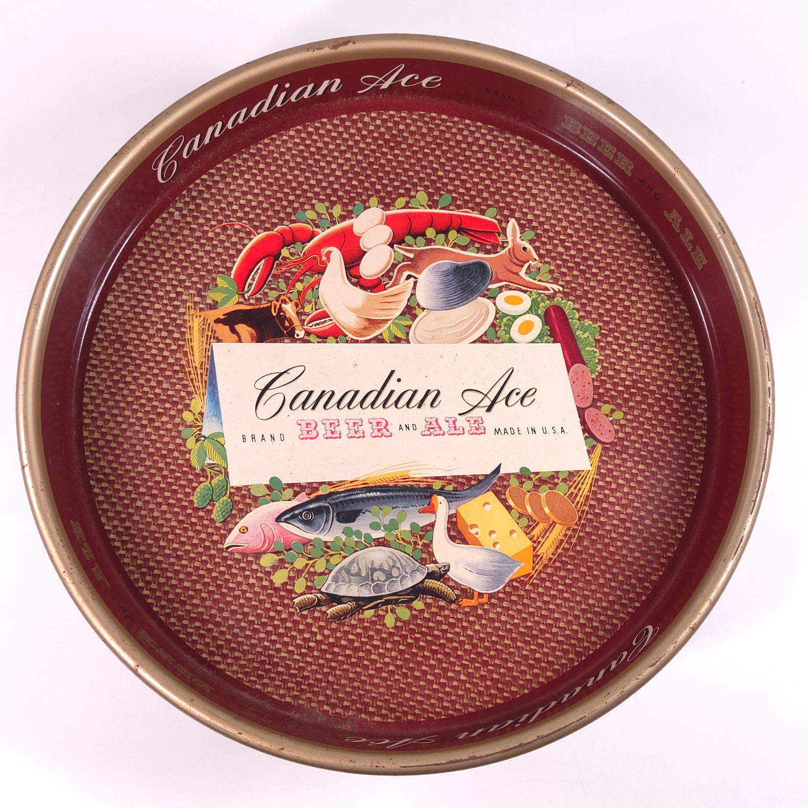 CANADIAN ACE BEER & ALE ADVERTISING TRAY: REMAINS IN GOOD CONDITION, SHOWING SOME TYPICAL WEAR.