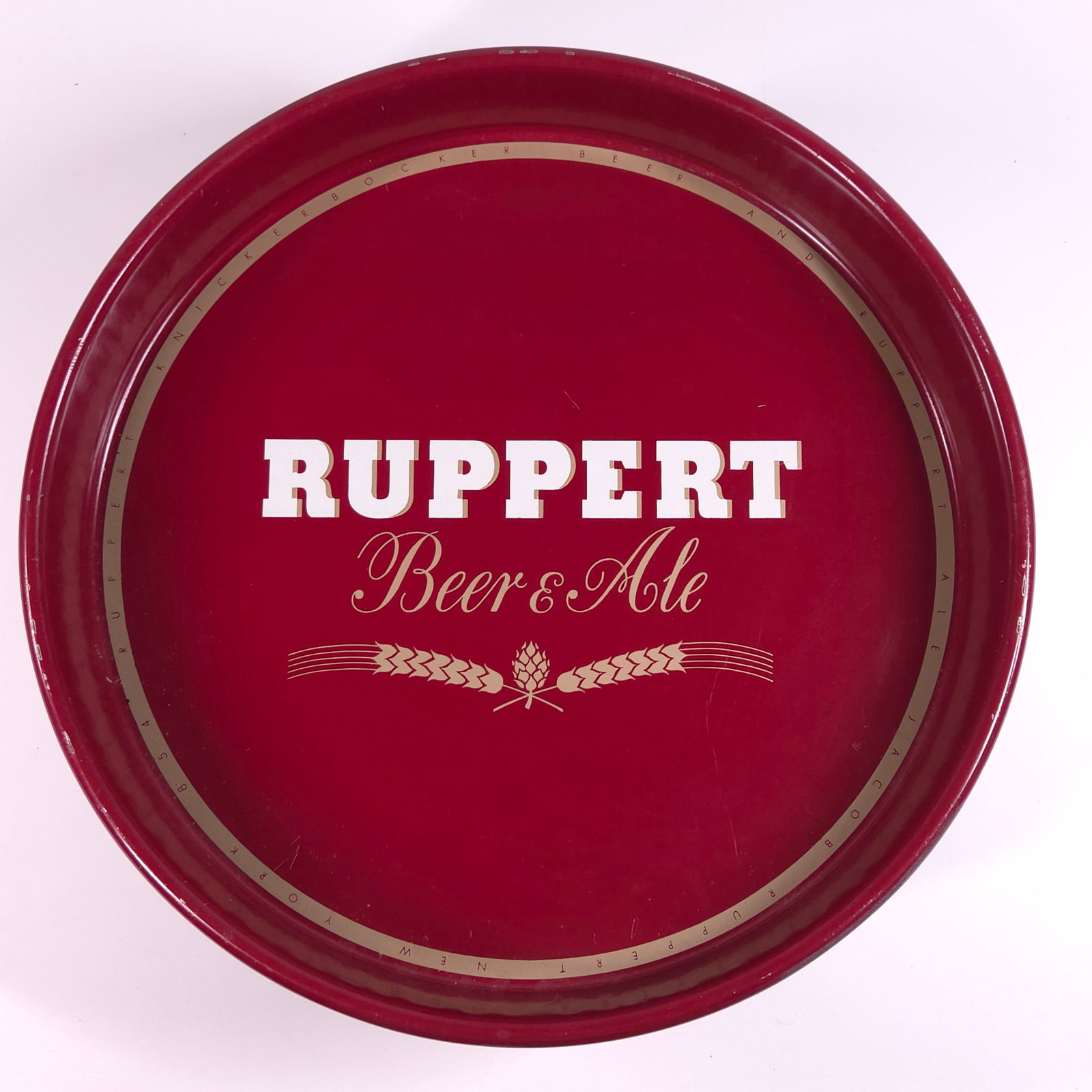 VINTAGE RED JACOB RUPPERT BEER & ALE ADVERTISING TRAY (1 of 4)