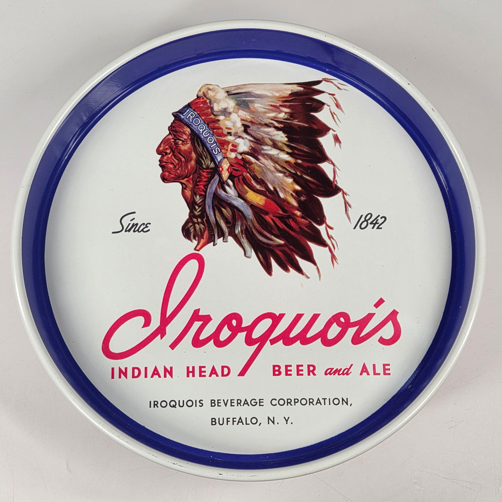 IROQUOIS CO. INDIAN HEAD BEER & ALE TRAY (1 of 3)