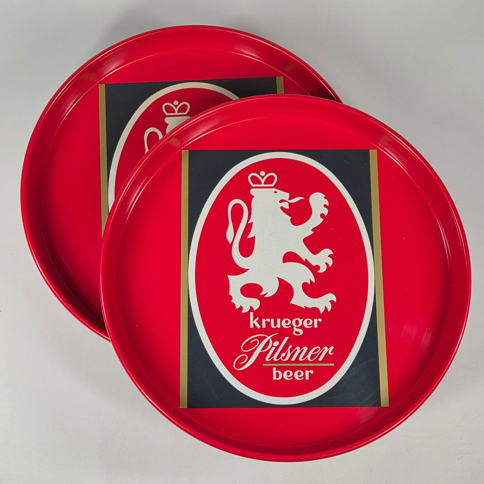 2) KRUEGER PILSNER BEER ADVERTISING TRAYS (1 of 3)
