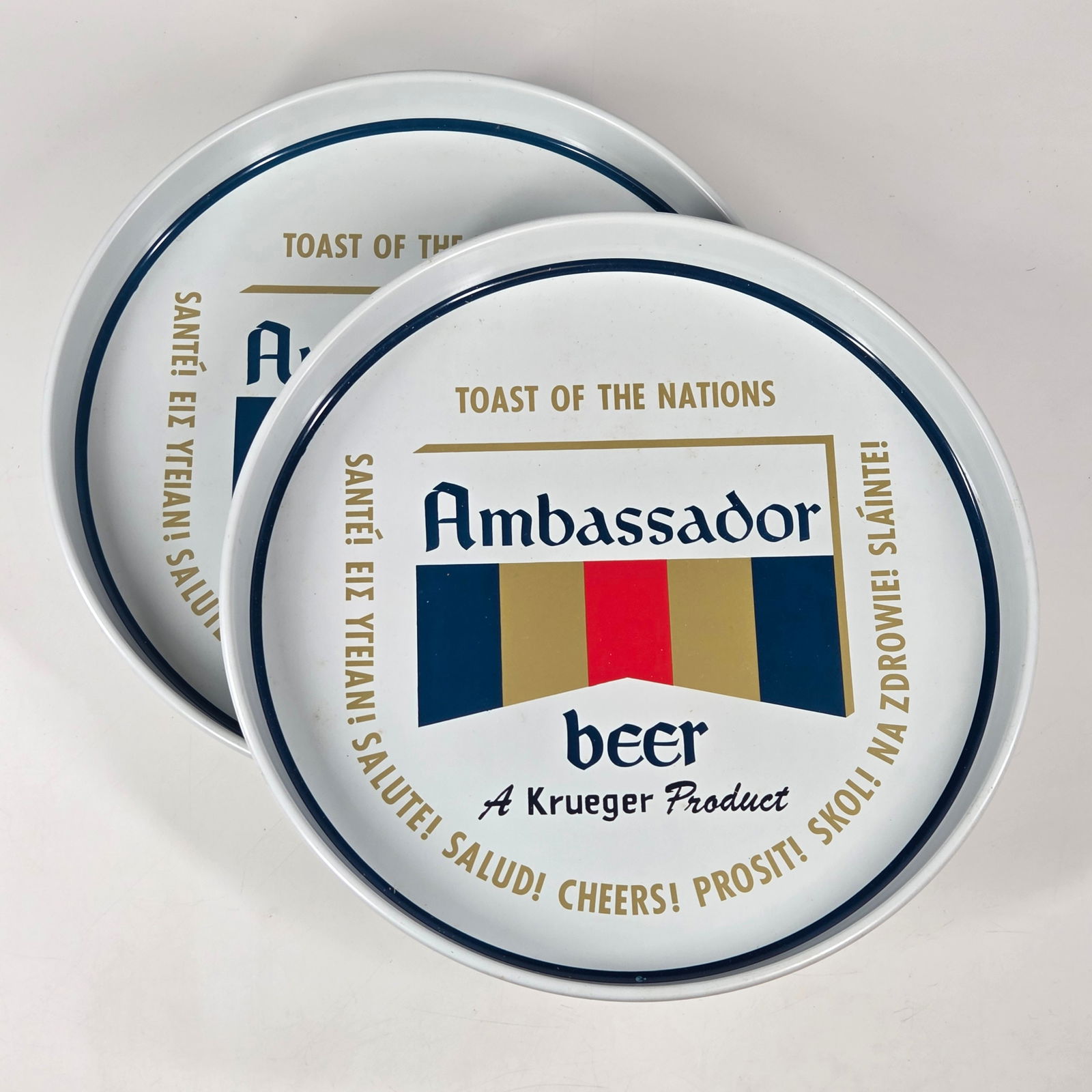 2) KRUEGER AMBASSADOR ADVERTISING BEER TRAYS (1 of 3)