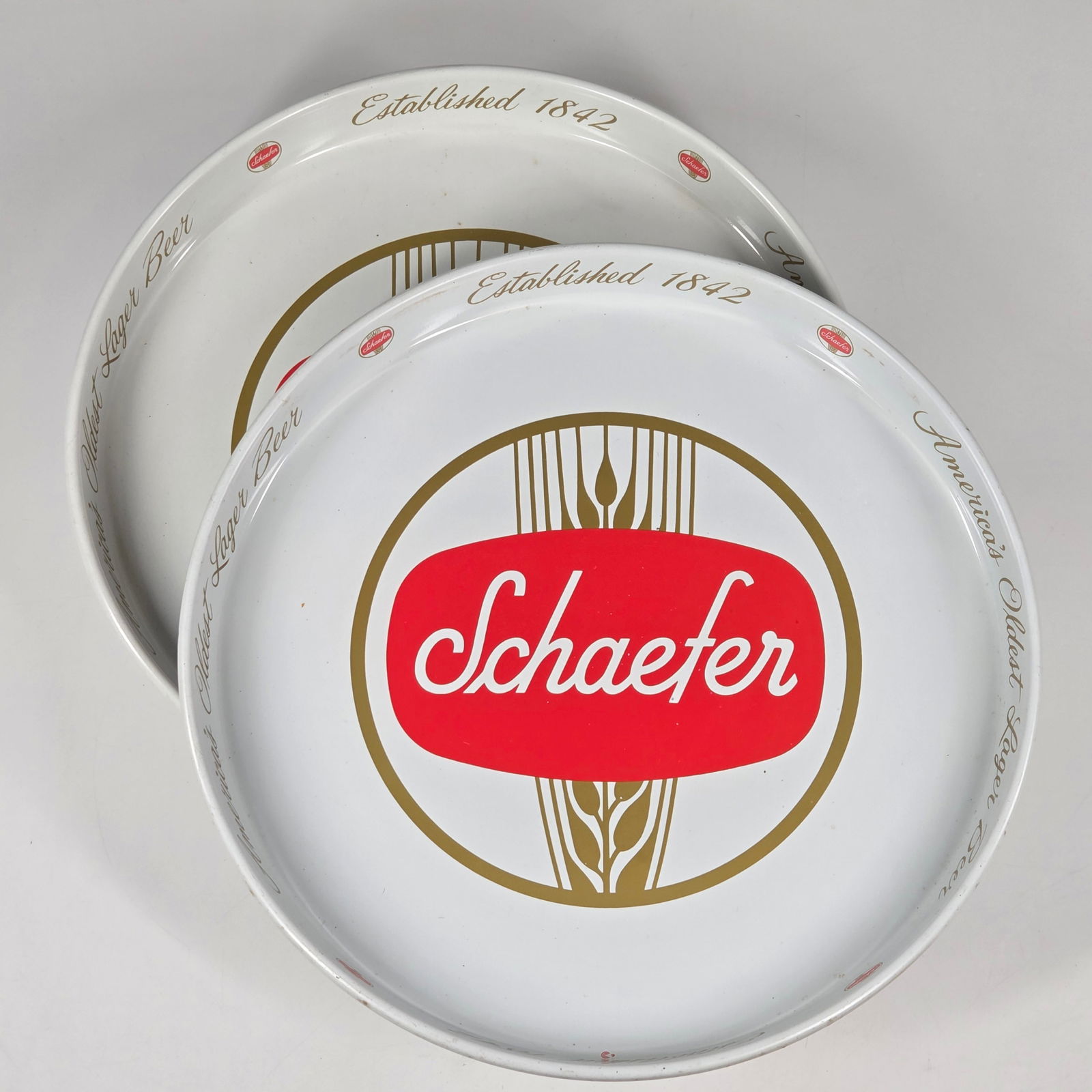 2) VINTAGE SCHAEFER ADVERTISING BEER TRAYS (1 of 3)