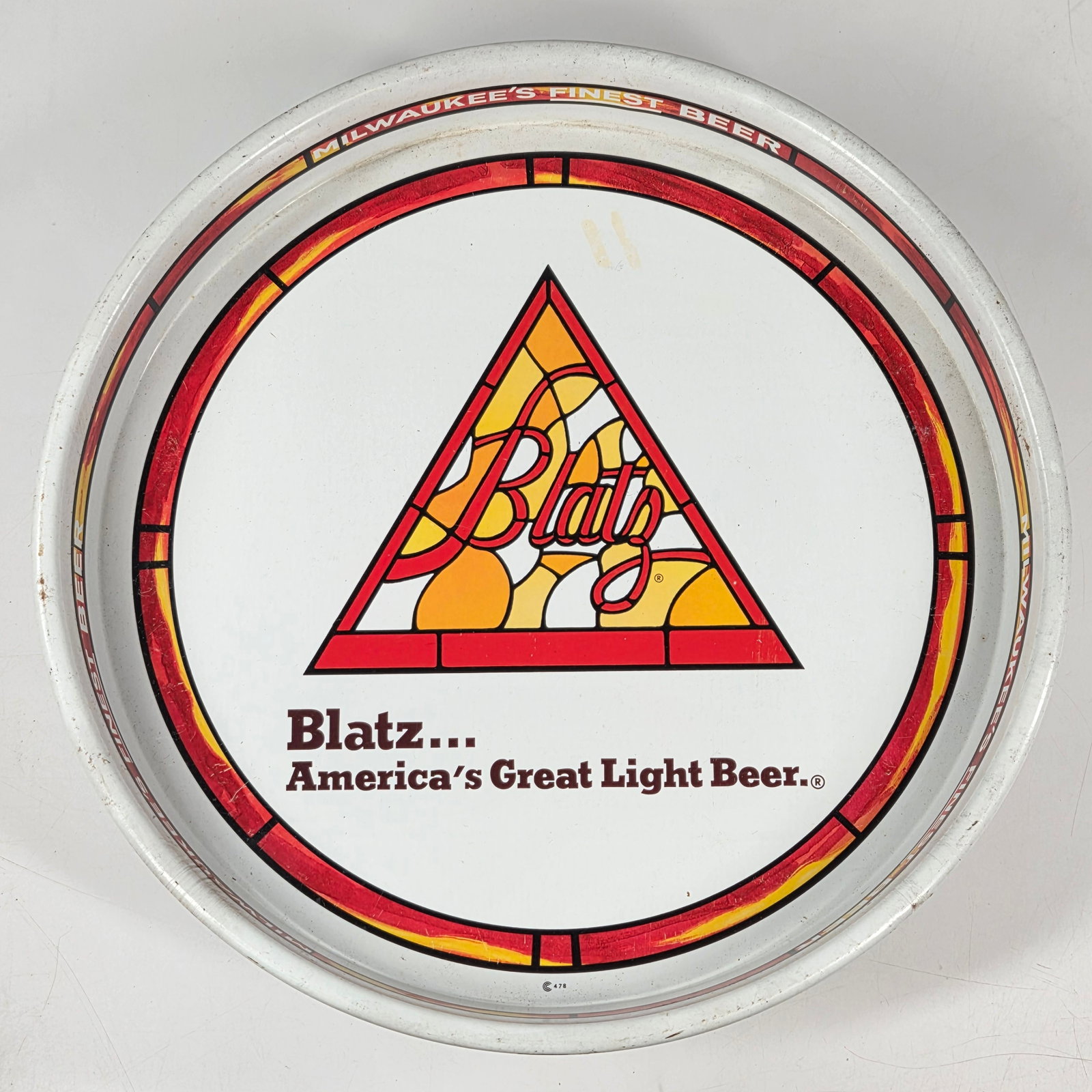 VINTAGE BLATZ STAINED GLASS ADVERTISING TRAY (1 of 3)