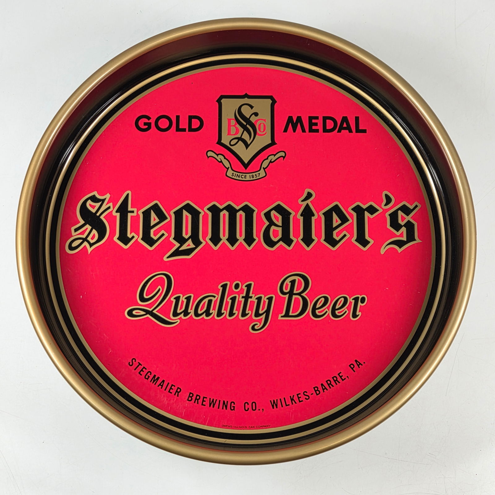 STEGMAIER BREWING GOLD MEDAL BEER TRAY: REMAINS IN VERY GOOD CONDITION, SHOWING SOME LIGHT WEAR.
