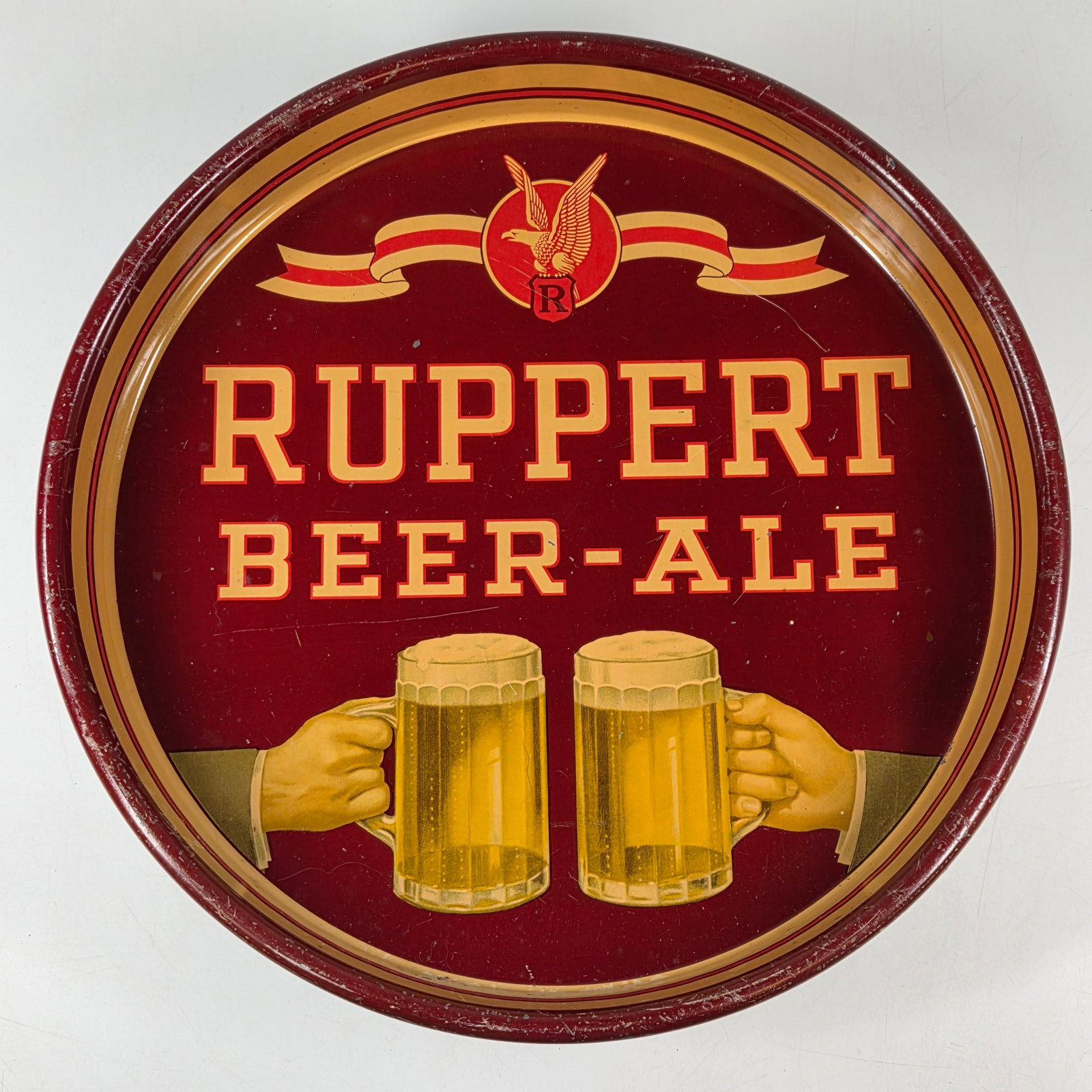 RUPPERT BEER - ALE ADVERTISING TRAY: REMAINS IN GOOD CONDITION, SHOWING SOME TYPICAL WEAR.
