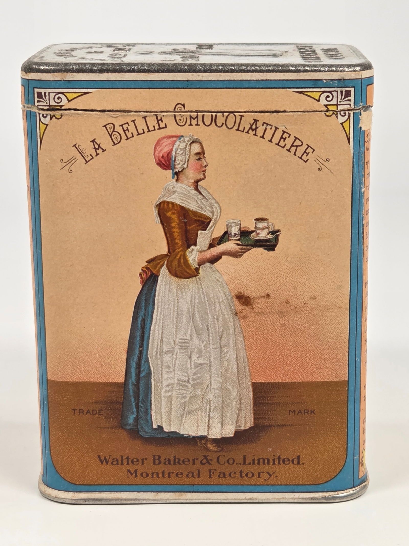 WALTER BAKER & CO PAPER LABEL BREAKFAST COCOA TIN: PAPER LABEL REMAINS IN VERY GOOD CONDITION.