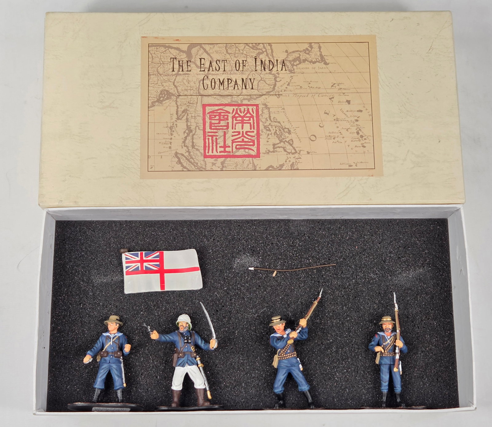 THE EAST OF INDIA COMPANY CCB 103 BRITISH ROYAL NAVY: REMAINS IN VERY GOOD CONDITION, HOWEVER FLAG IS BROKEN.