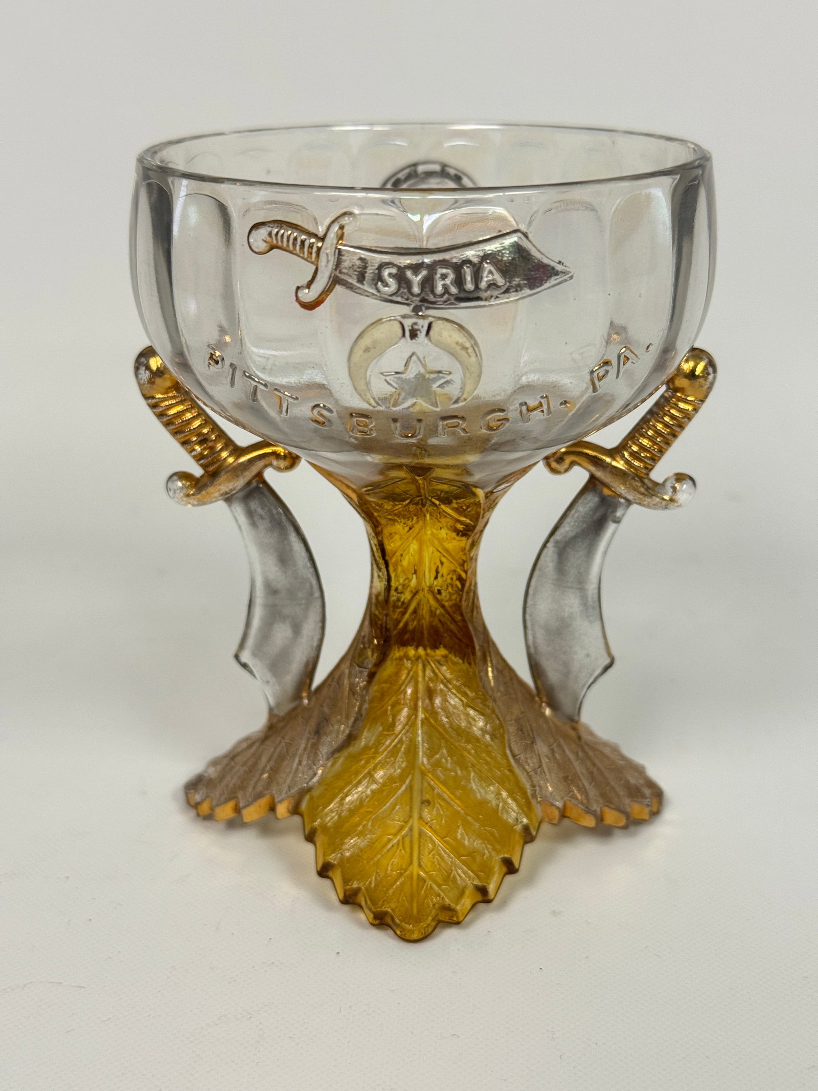 SHRINERS / MASONIC SYRIA TEMPLE SOUVENIR GLASS GOBLET (1 of 5)