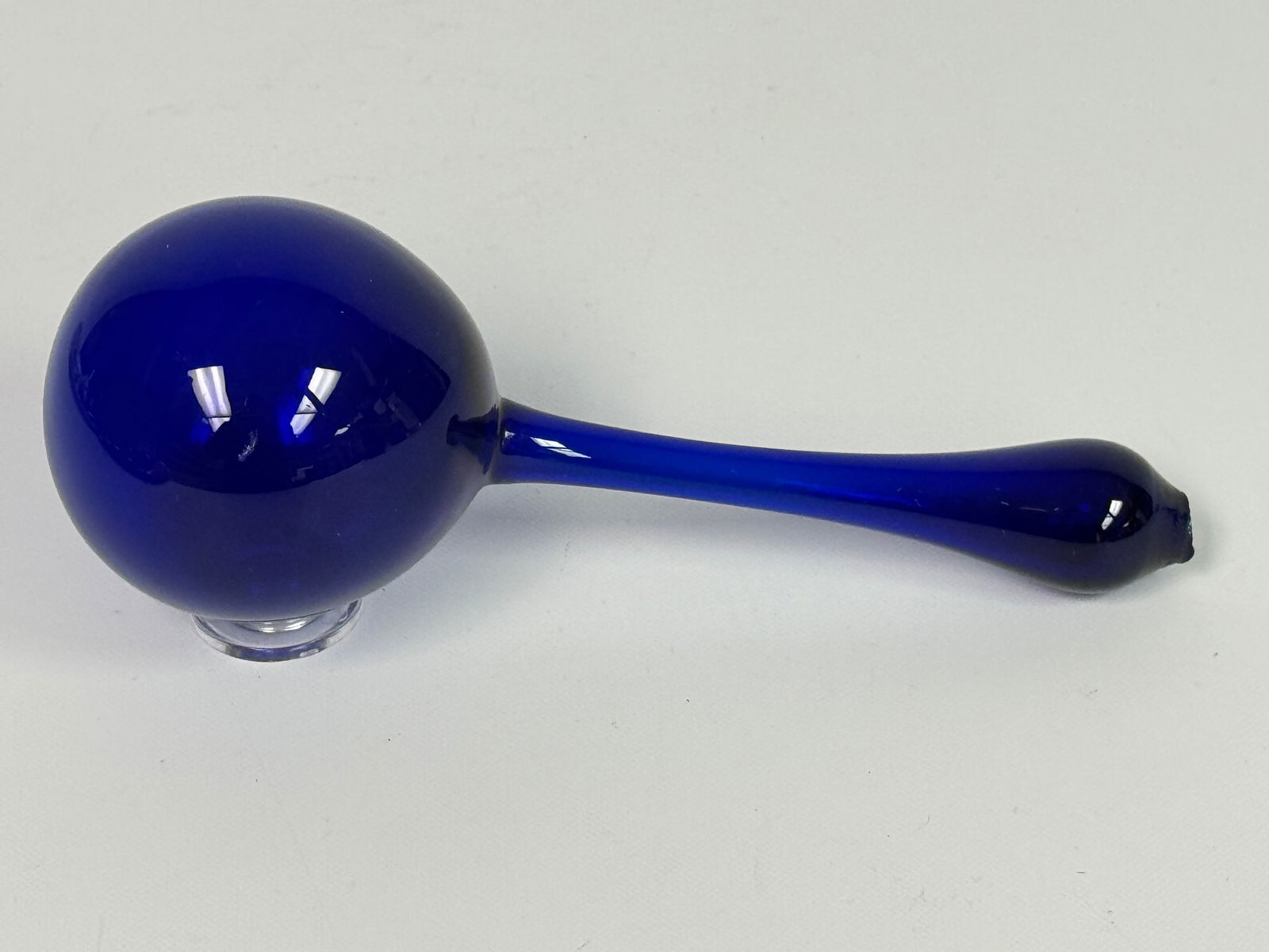 ANTIQUE COBALT BLUE GLASS HAND BLOWN SOCK DARNER: REMAINS IN GOOD CONDITION, SHOWING SOME TYPICAL WEAR. NO CHIPS OR CRACKS.