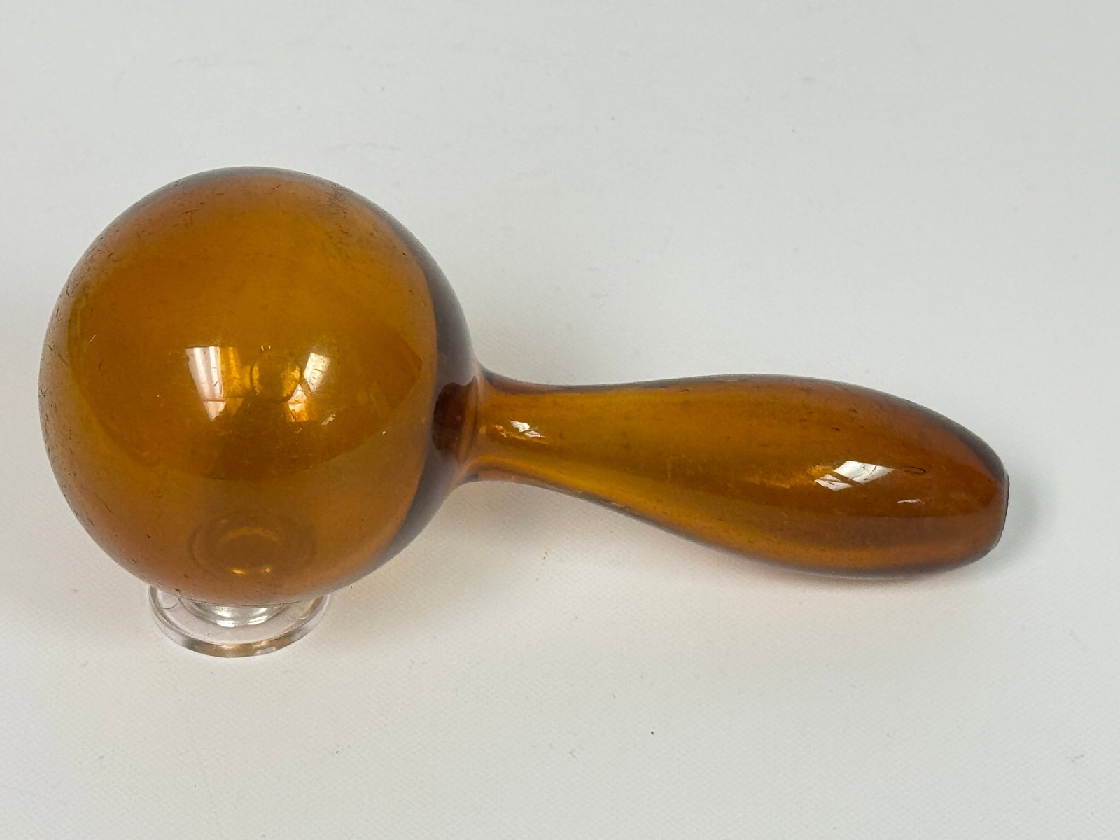 ANTIQUE AMBER GLASS HAND BLOWN SOCK DARNER (1 of 3)