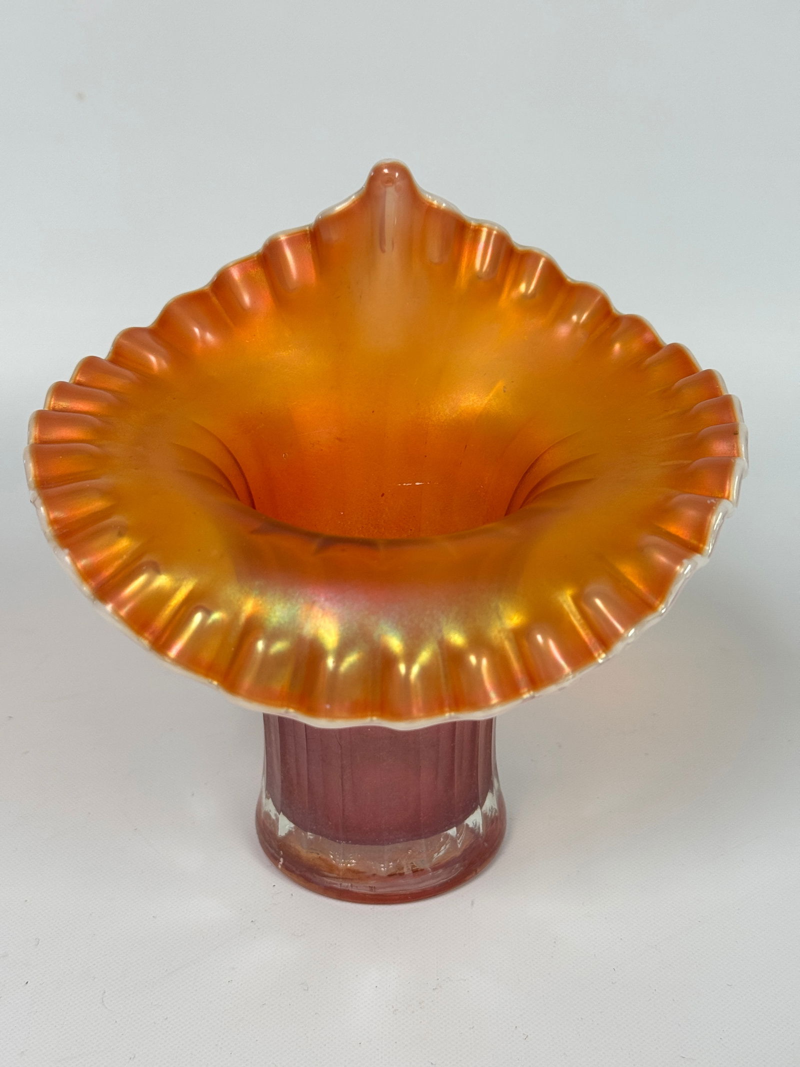 DUGAN MARIGOLD CARNIVAL GLASS JACK IN THE PULPIT VASE (1 of 6)