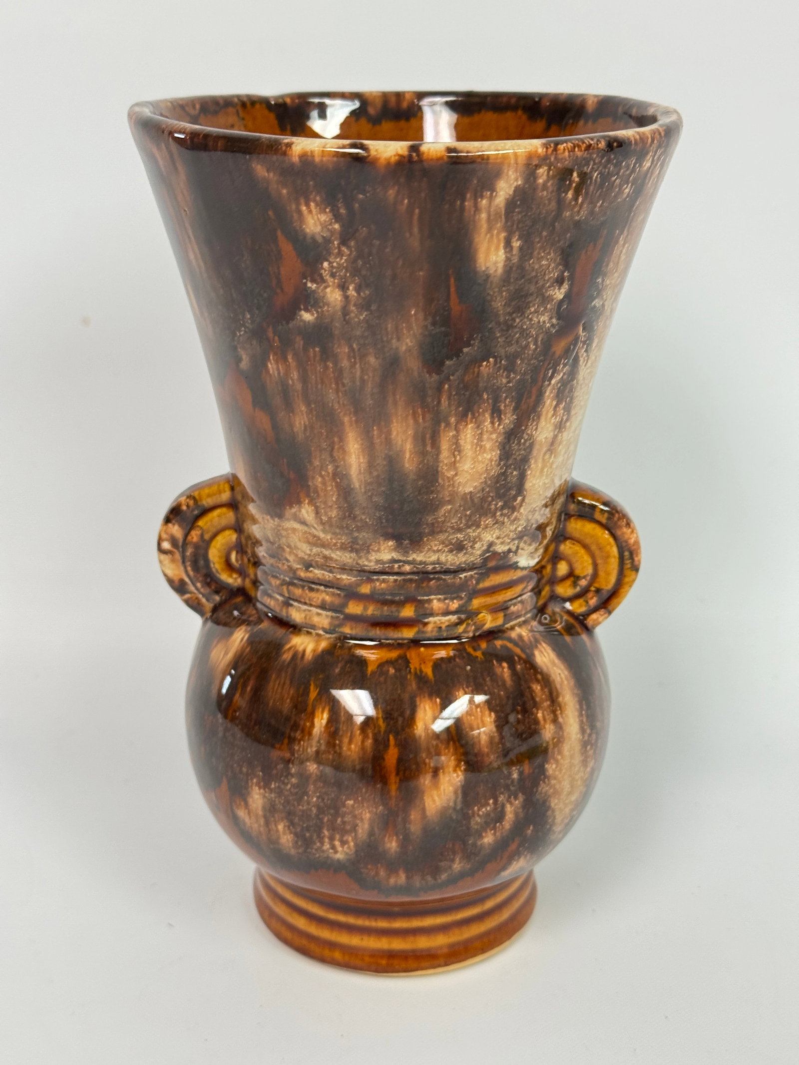 BRUSH McCOY ART DECO 8" BROWN DRIP VASE (1 of 4)