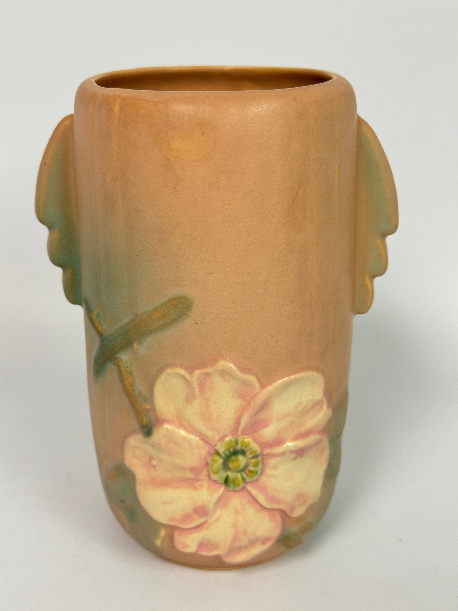WELLER ART POTTERY WILD ROSE 7" DOUBLE HANDLED VASE (1 of 5)