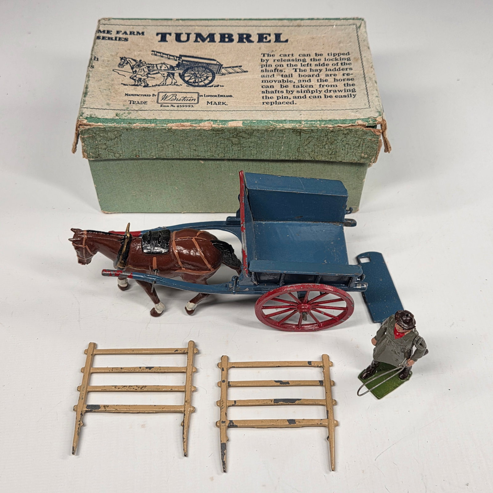 VINTAGE BRITAIN HOME FARM NO. 4F TUMBREL CART W/ BOX (1 of 7)