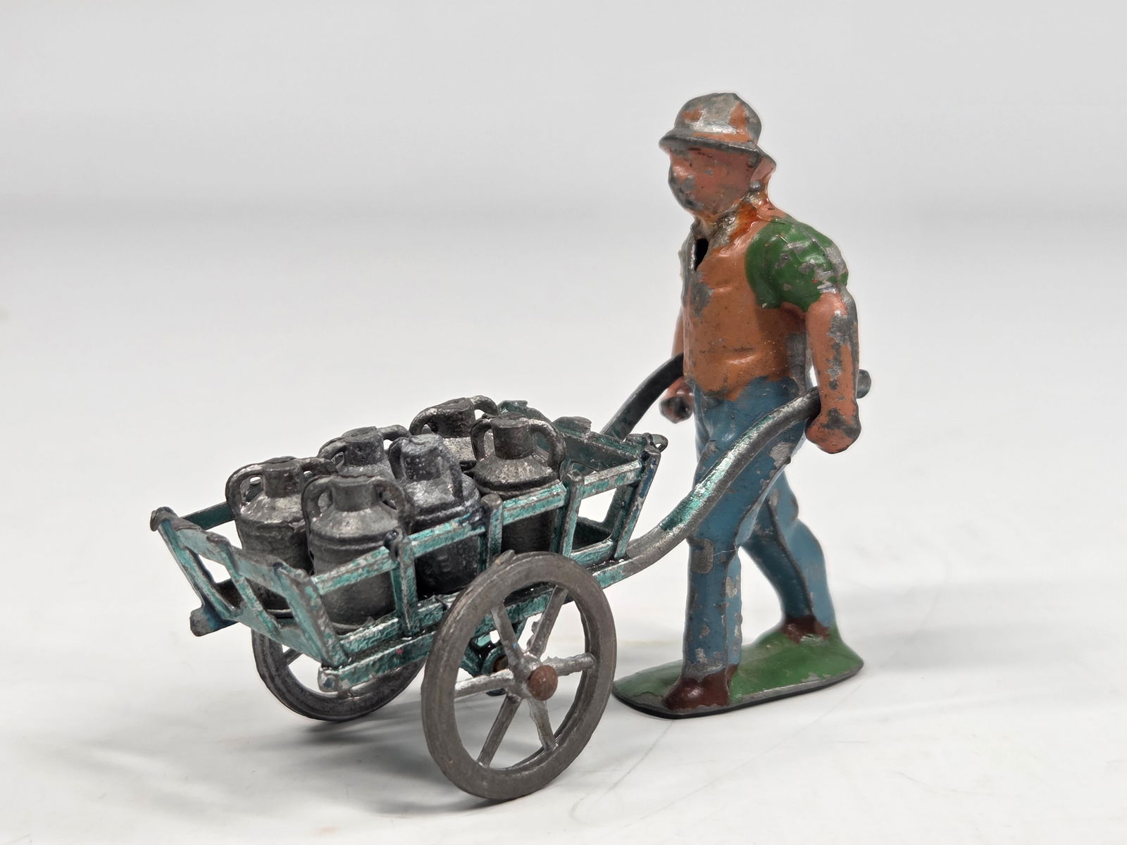 ANTIQUE FRENCH PAINT LEAD FARM W/ MILK WAGON (1 of 4)