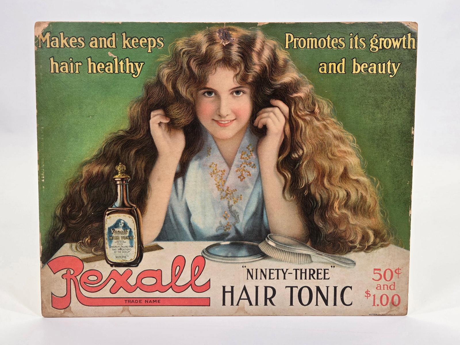 REXALL HAIR TONIC CARDBOARD DISPLAY SIGN (1 of 5)