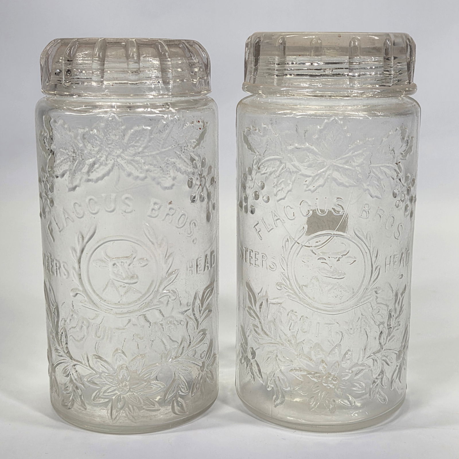 2) FLACCUS BROS. GLASS LID FRUIT JARS (1 of 5)