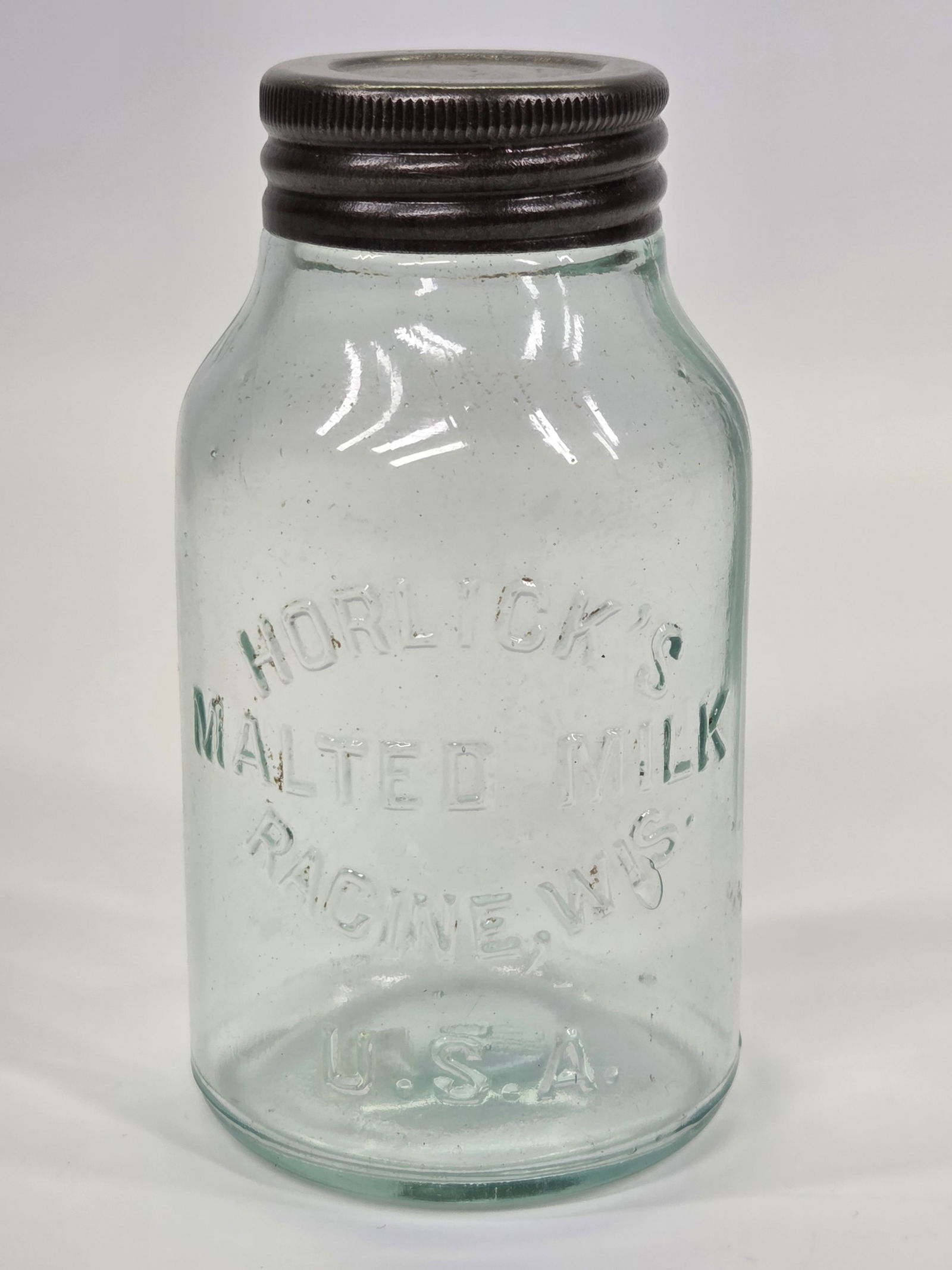 HORLICK'S MALTED MILK GLASS JAR W/ LID (1 of 5)