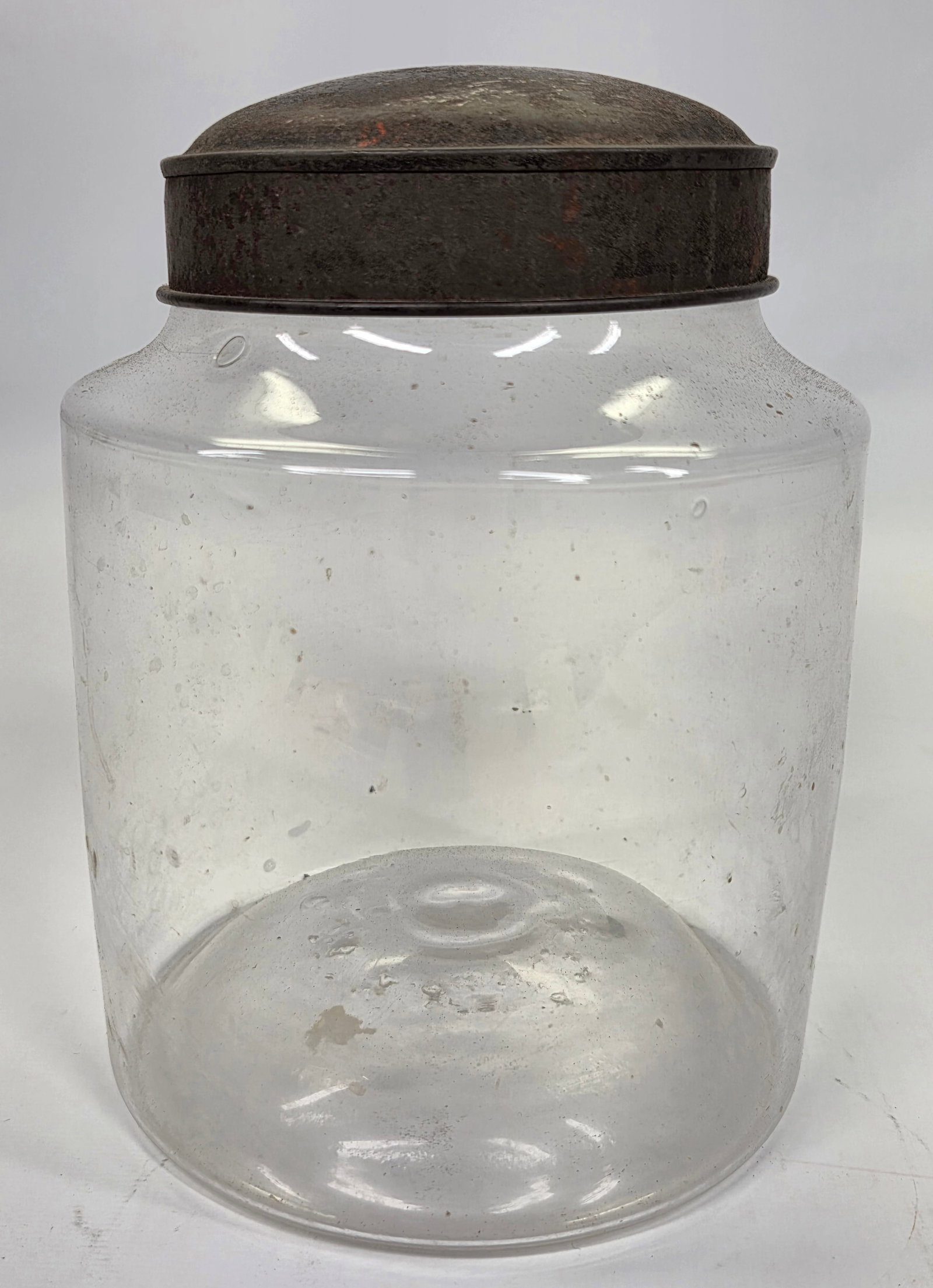 ANTIQUE HAND BLOWN GLASS COUNTRY STORE JAR W/ TIN LID (1 of 3)