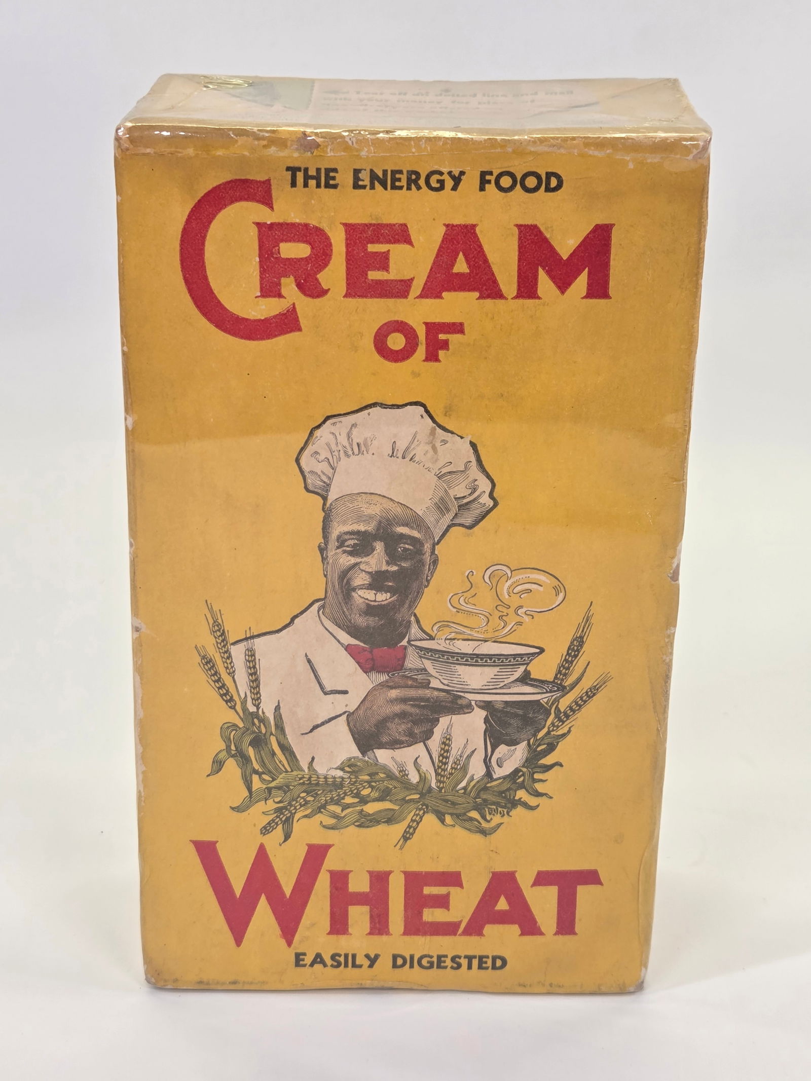 EARLY CREAM OF WHEAT ADVERTISING BOX: REMAINS IN GOOD CONDITION, SHOWING SOME TYPICAL WEAR. EMPTY.