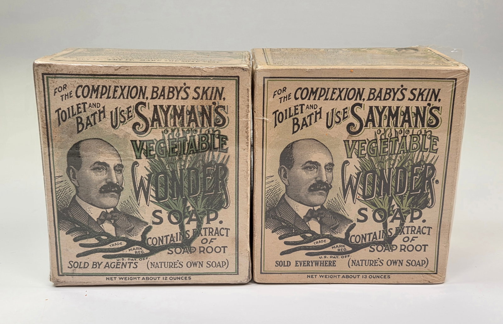 2) SAYMAN'S VEGETABLE WONDER SOAP UNUSED: BOTH REMAIN IN GOOD UNUSED CONDITION. BOTH PLASTIC WRAPPED FOR DISPLAY.