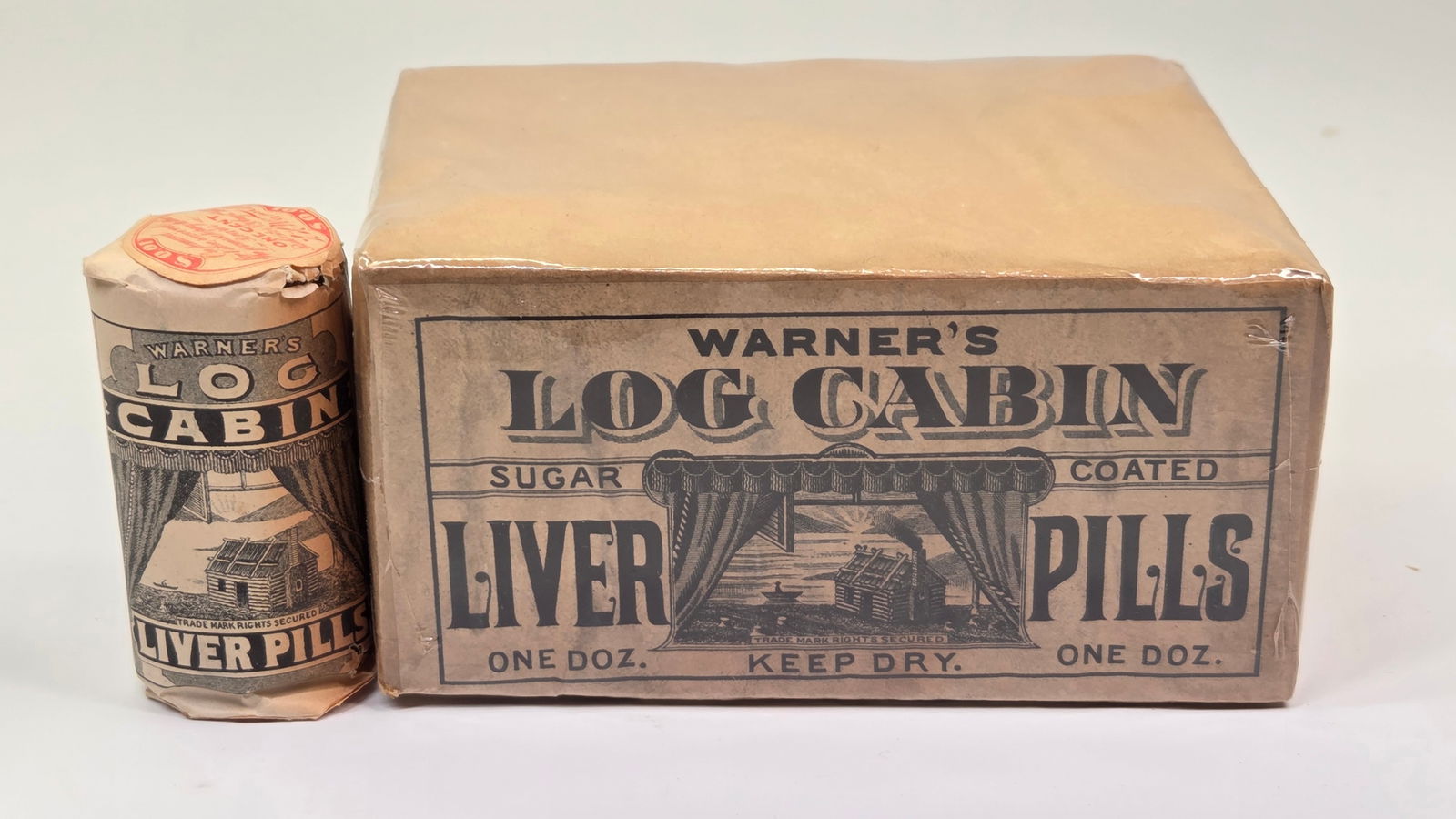 WARNER'S LOG CABIN LIVER PILLS DISPLAY + (1 of 3)