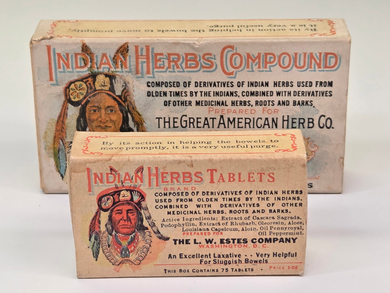 2) INDIAN HERBS TABLETS ADVERTISING BOXES (1 of 10)