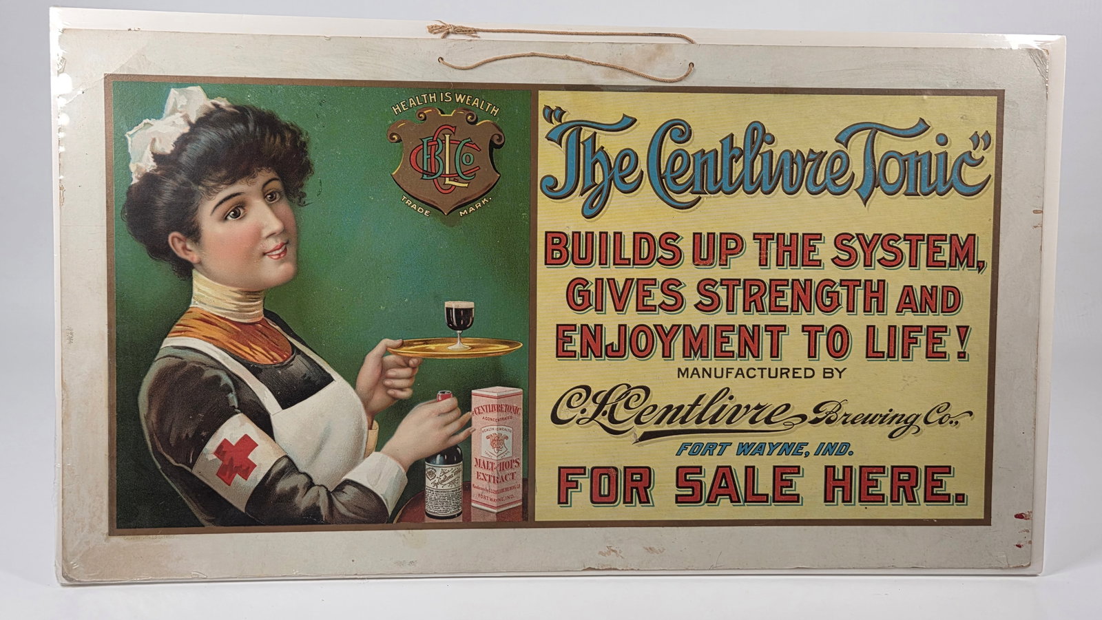 C.L. CENTLIVRE BREWING CO. TONIC CARDBOARD HANGING SIGN (1 of 4)