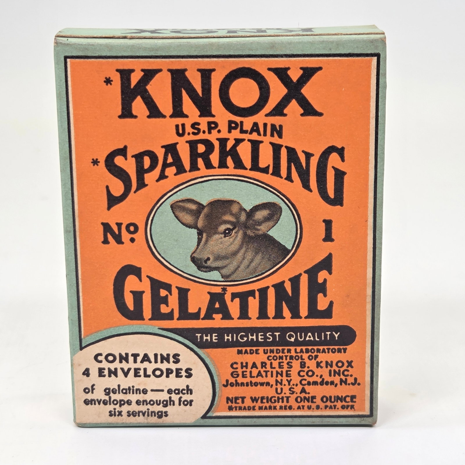 CHARLES B. KNOX SPARKLING GELATINE BOX: FULL UNOPENED BOX REMAINS IN VERY GOOD CLEAN CONDITION.