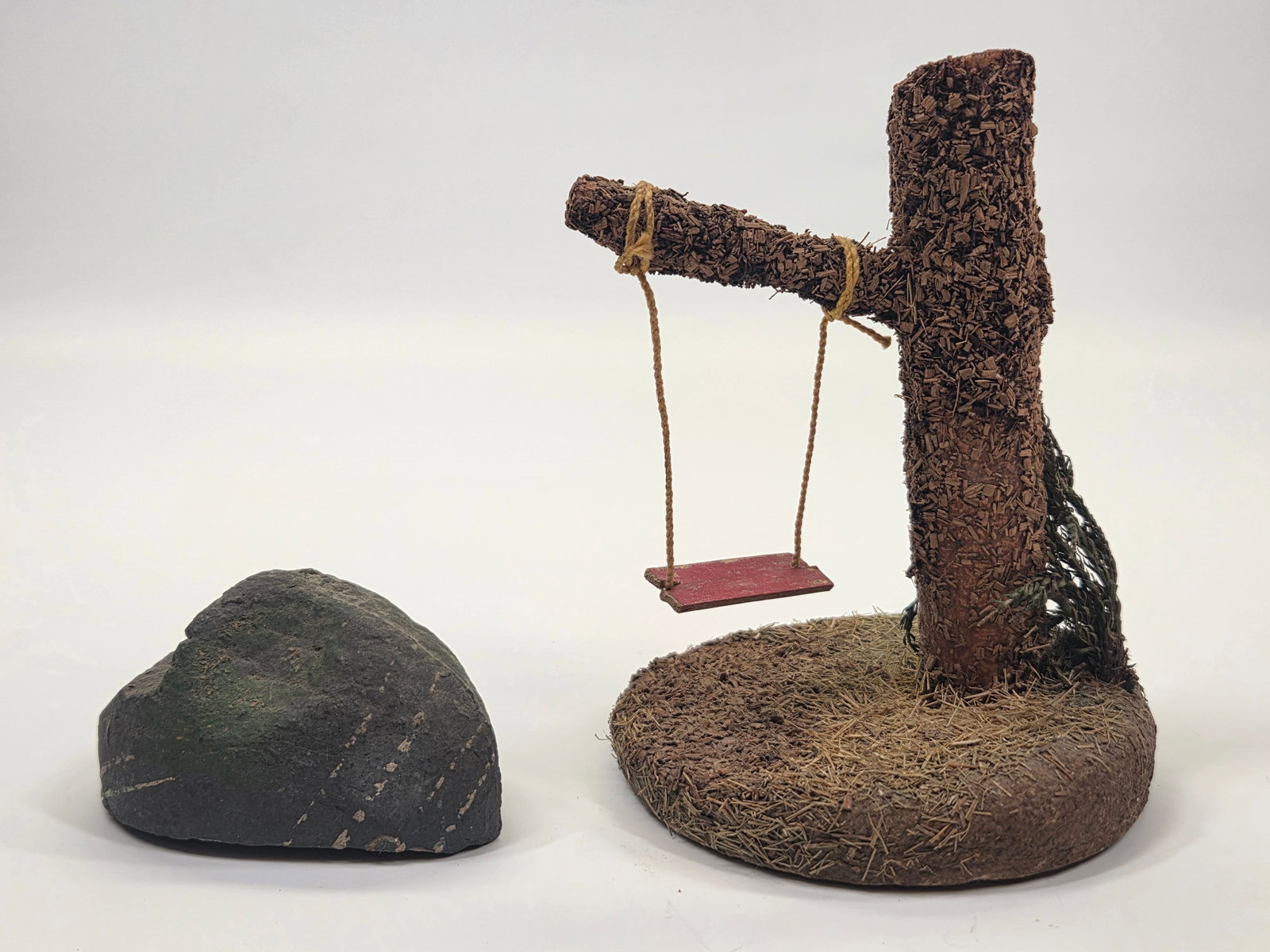 ANTIQUE GERMAN ROCK & TREE W/ SWING (1 of 6)