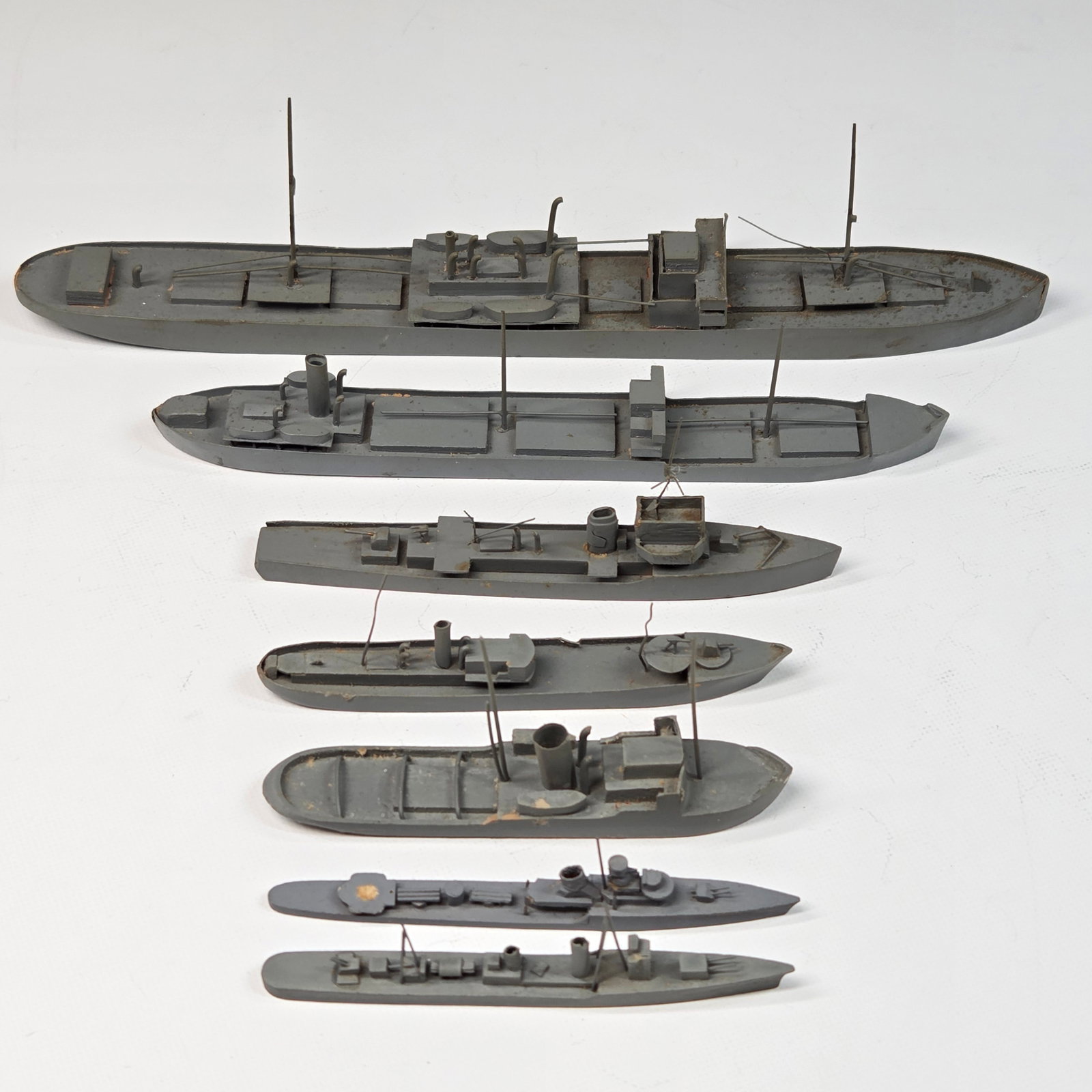 7) VINTAGE WOOD PAINTED SHIP ID MODELS (1 of 4)