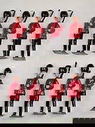 SET OF 8 BRITAIN SCOTS GUARDS REPAINT: ALL REMAIN IN FAIR TO GOOD REPAINT CONDITION. 3 WITH BROKEN RIFLE TIPS.