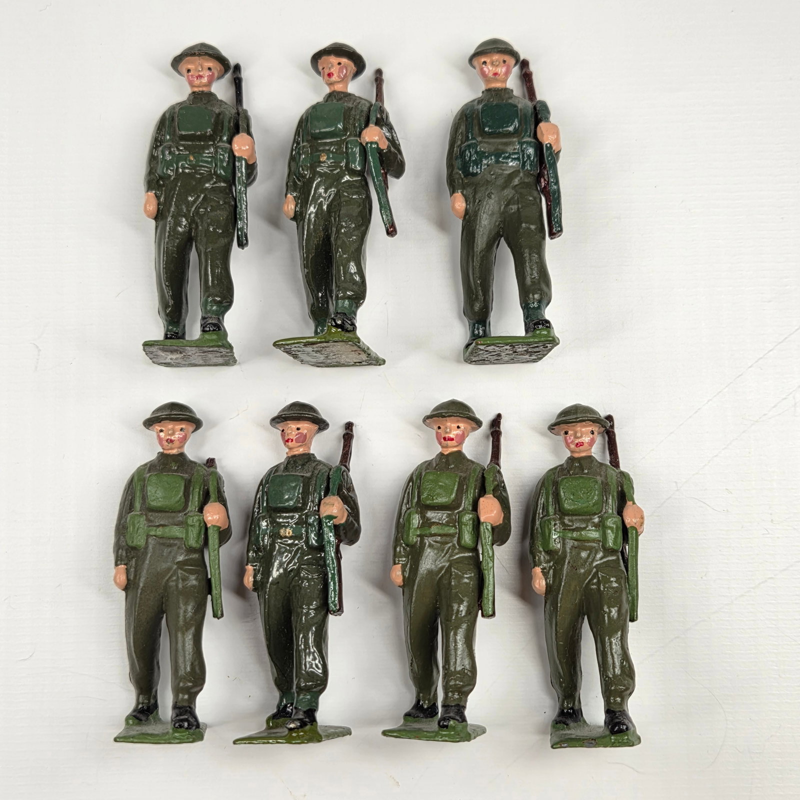 SET OF 7 VINTAGE BRITAIN REPAINTED LEAD SOLDIERS: ALL REMAIN IN GOOD REPAINTED CONDITION.