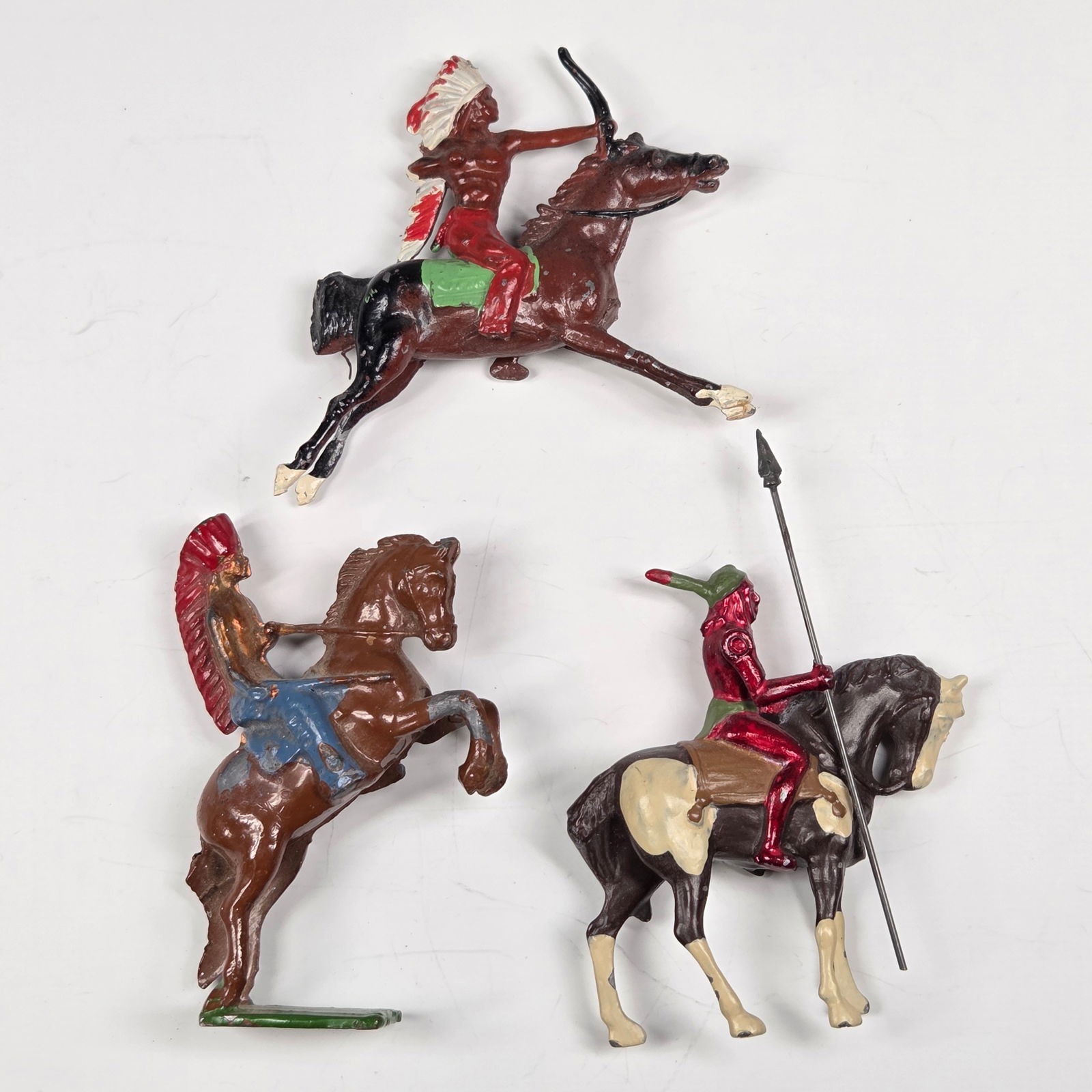 3) VINTAGE LEAD NATIVE AMERICAN INDIANS W/ HORSE (1 of 7)