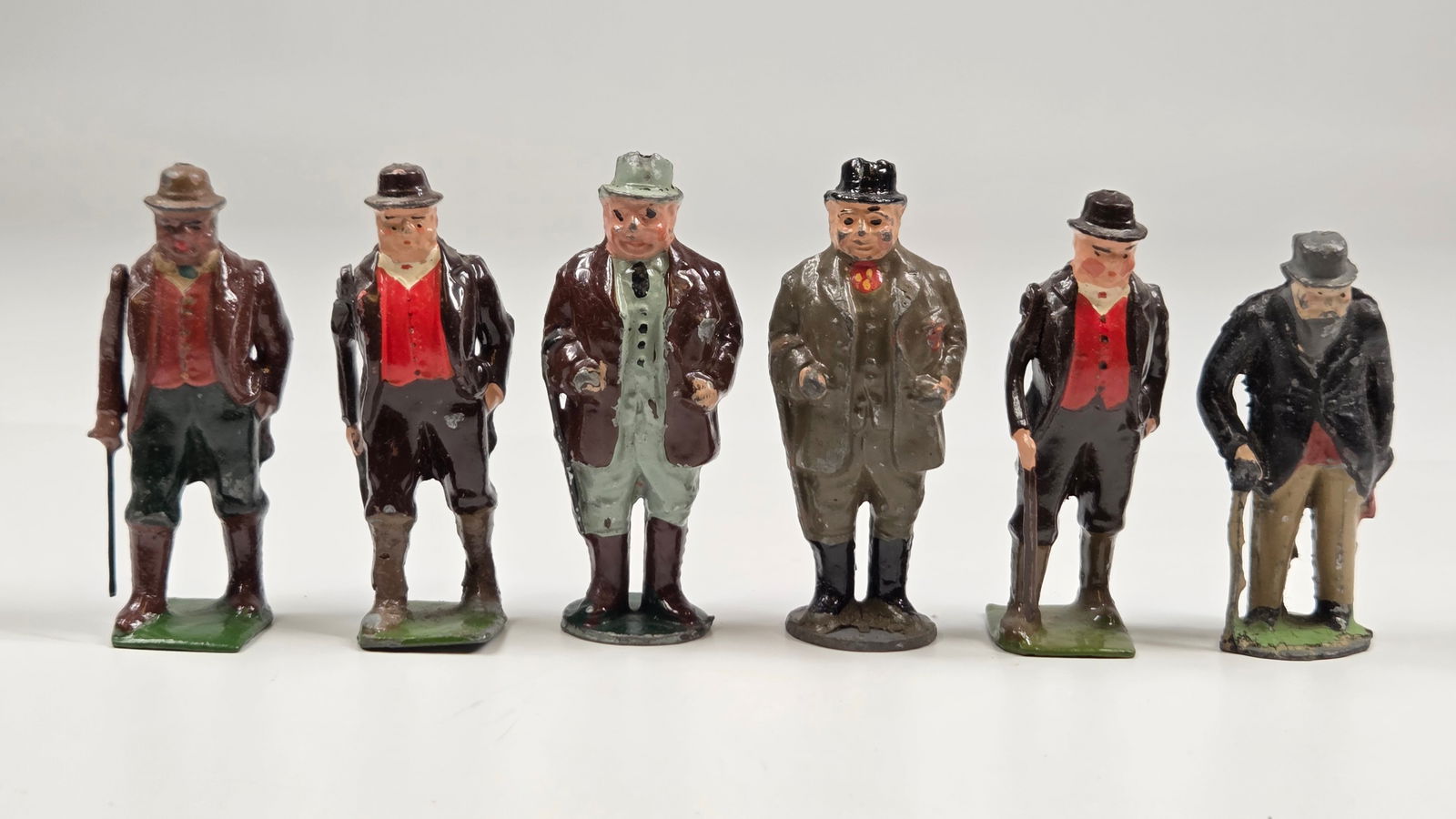 6) VINTAGE BRITAIN LEAD FIGURES W/ CANE (1 of 5)