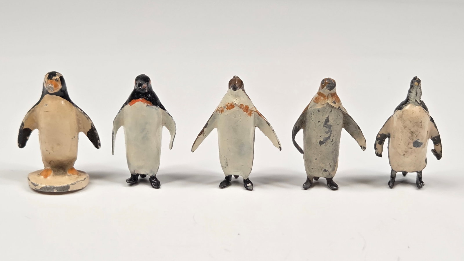5) ANTIQUE LEAD HAND PAINTED PENGUINS (1 of 6)