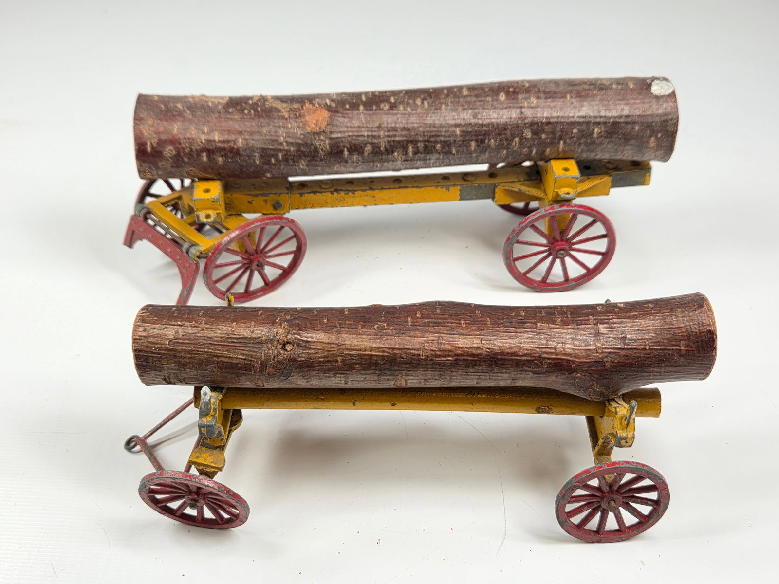 2) BRITAINS LEAD LOG TIMBER WAGONS (1 of 6)