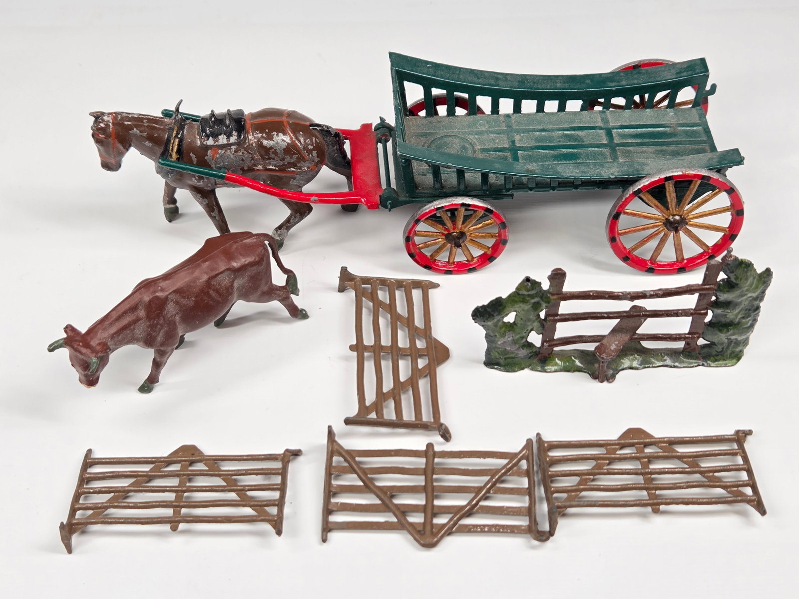 VARIOUS LEAD FENCE SECTIONS, BULL & HORSE DRAWN TRAILER (1 of 6)