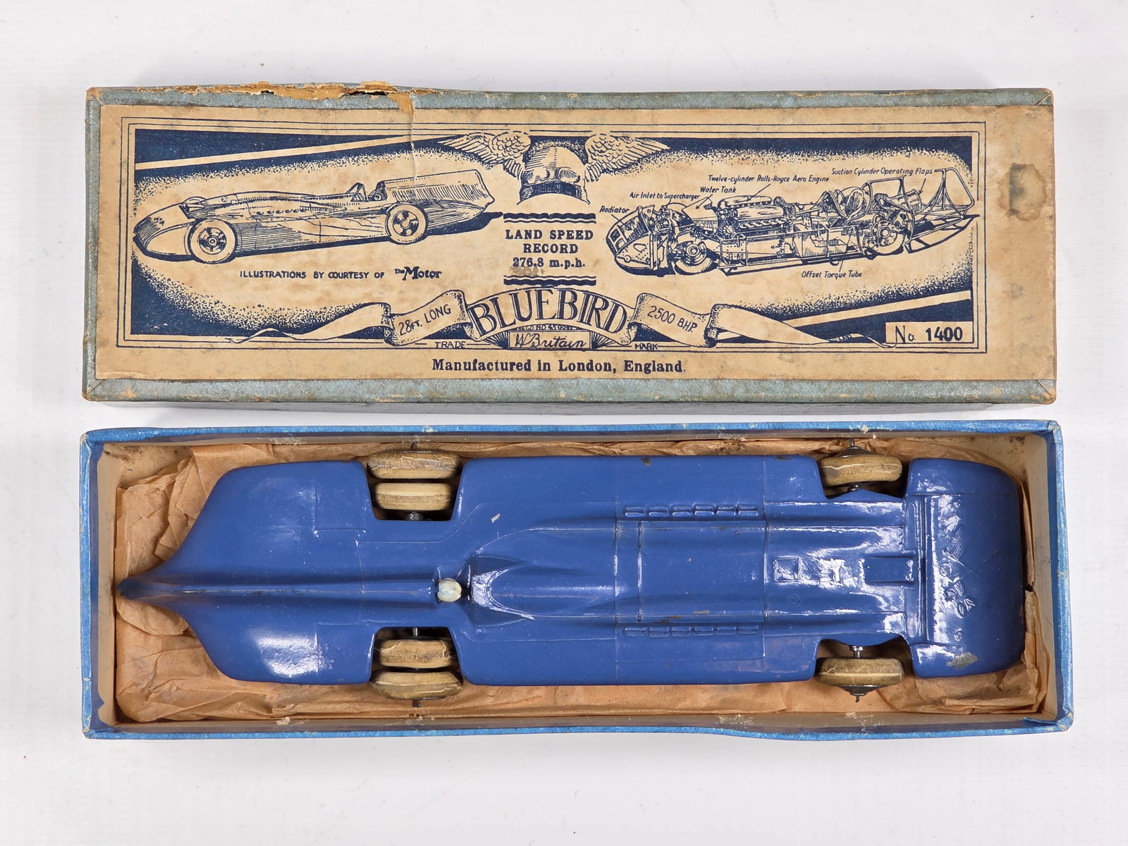 EARLY PRE WAR W. BRITAIN NO. 1400 BLUEBIRD LAND SPEED CAR (1 of 10)