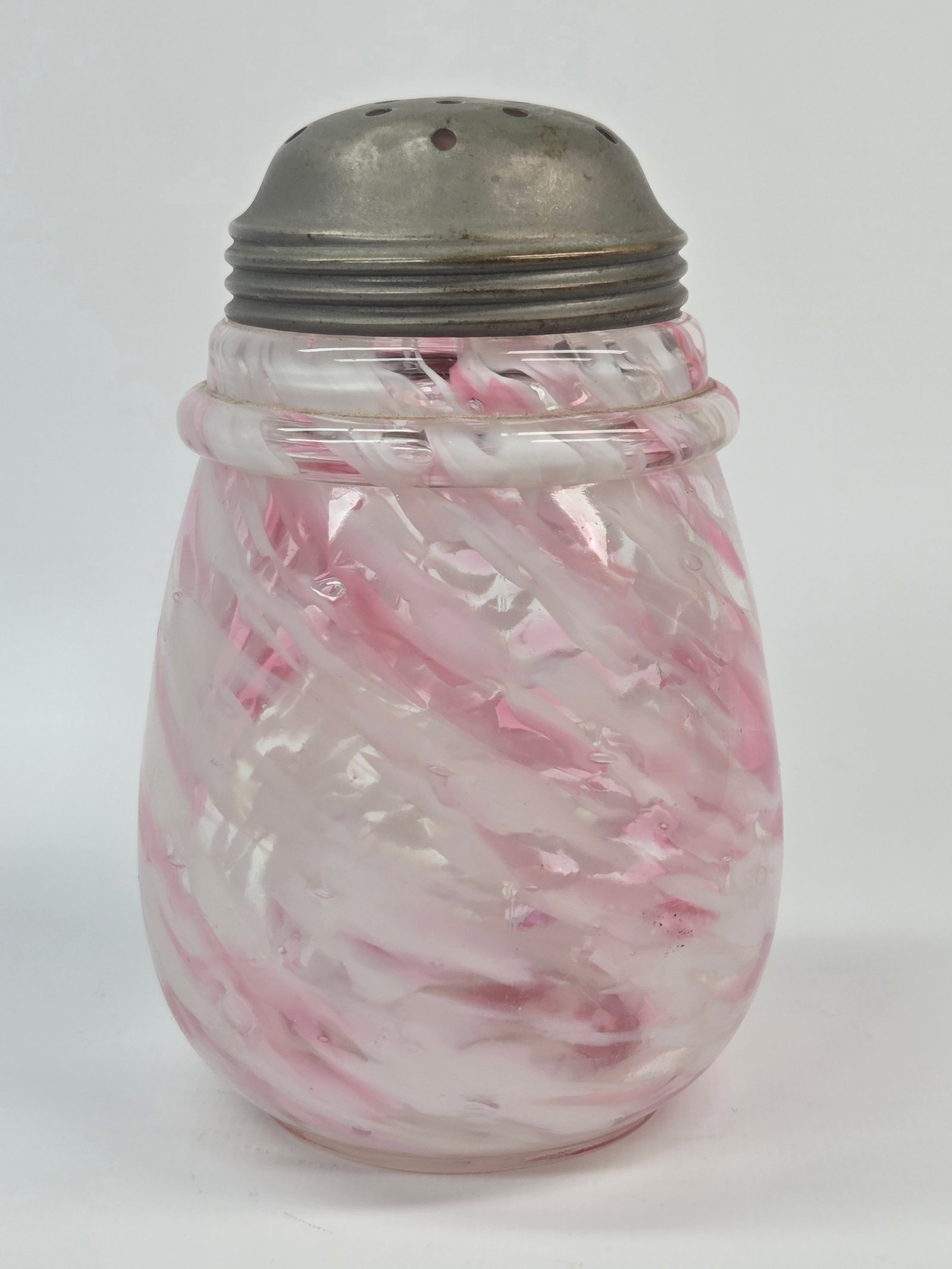 VICTORIAN PINK & WHITE SPATTER SUGAR SHAKER (1 of 5)